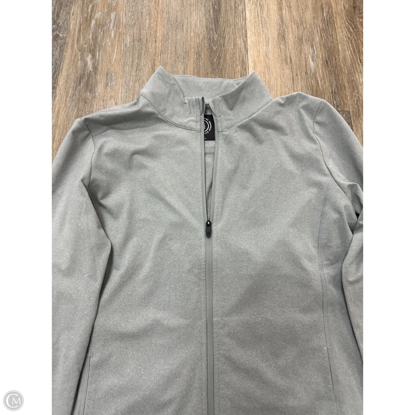 -Athletic Top Long Sleeve Collar By Greatness Wins In Grey, Size: S