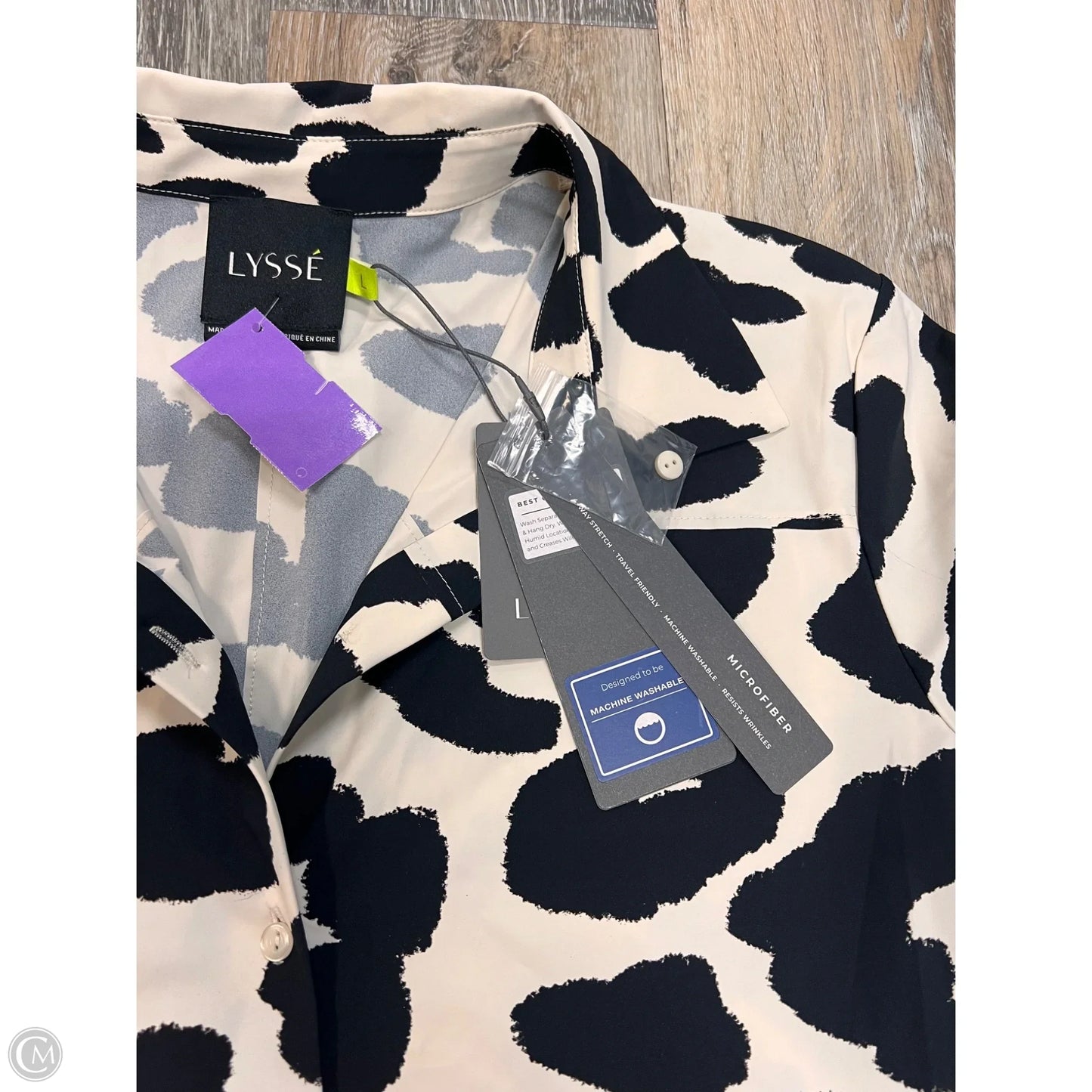 Blouse Short Sleeve By Lysse In Animal Print, Size: L