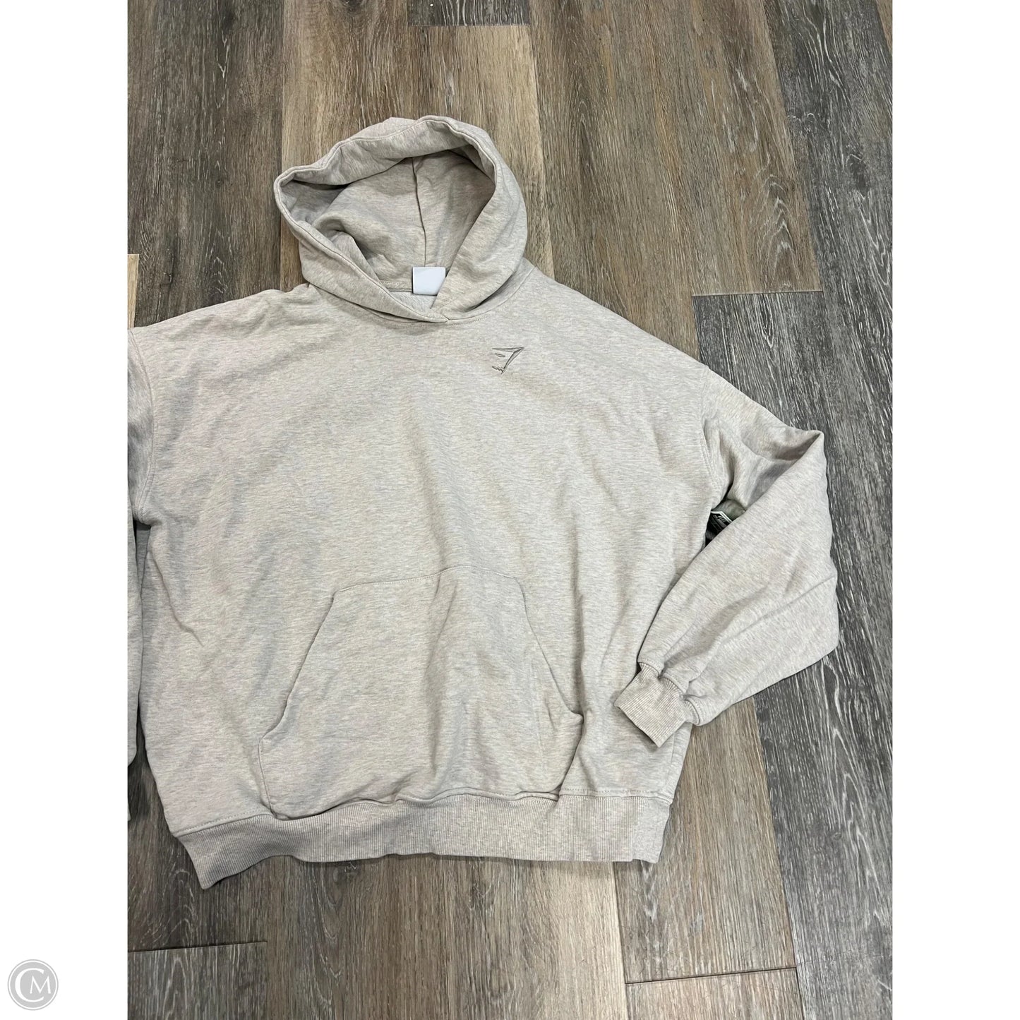 Athletic Sweatshirt Hoodie By Gym Shark In Cream, Size: S