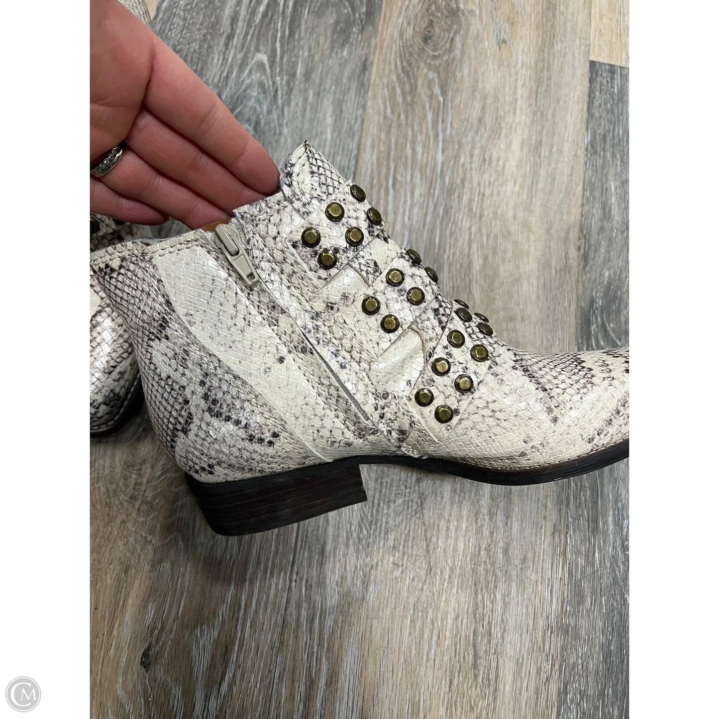 Boots Ankle Heels By Zodiac In Snakeskin Print, Size: 7