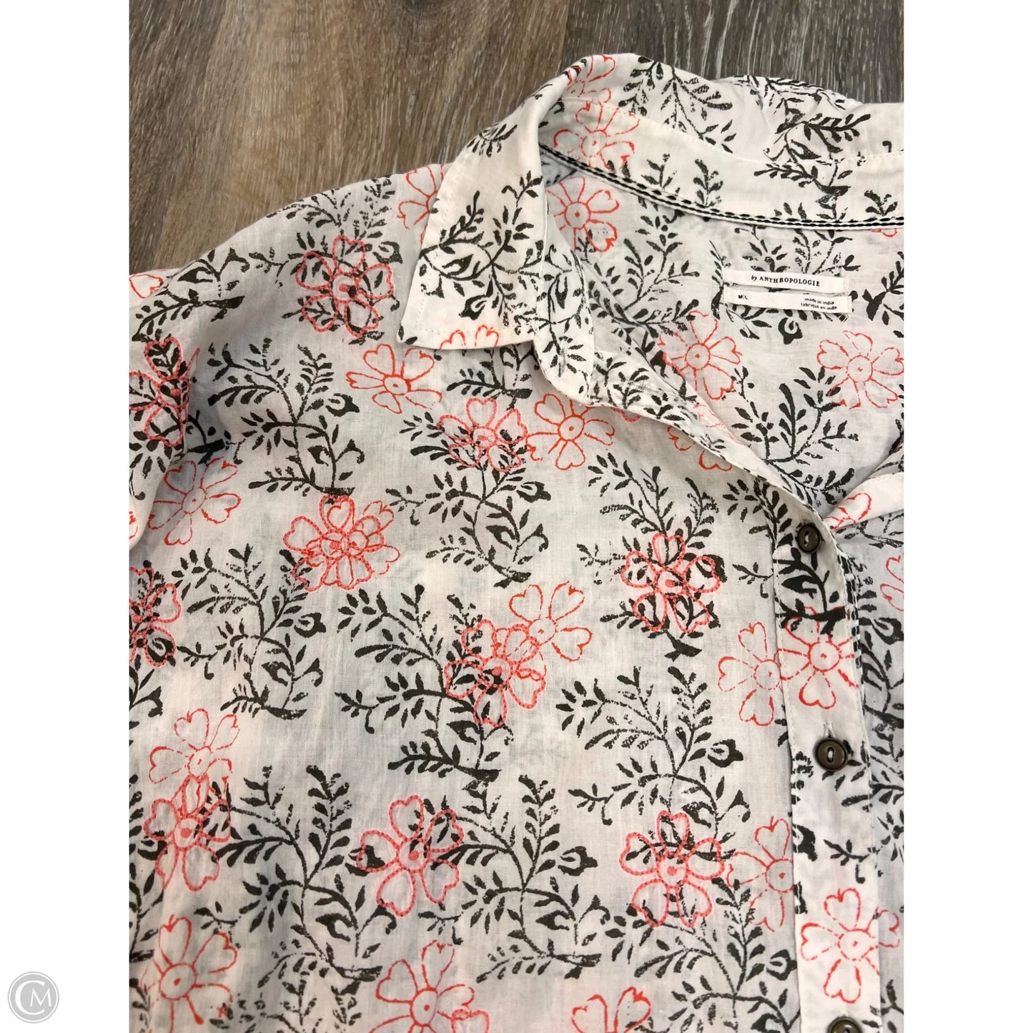 -Blouse Long Sleeve By Anthropologie In White, Size: M/L