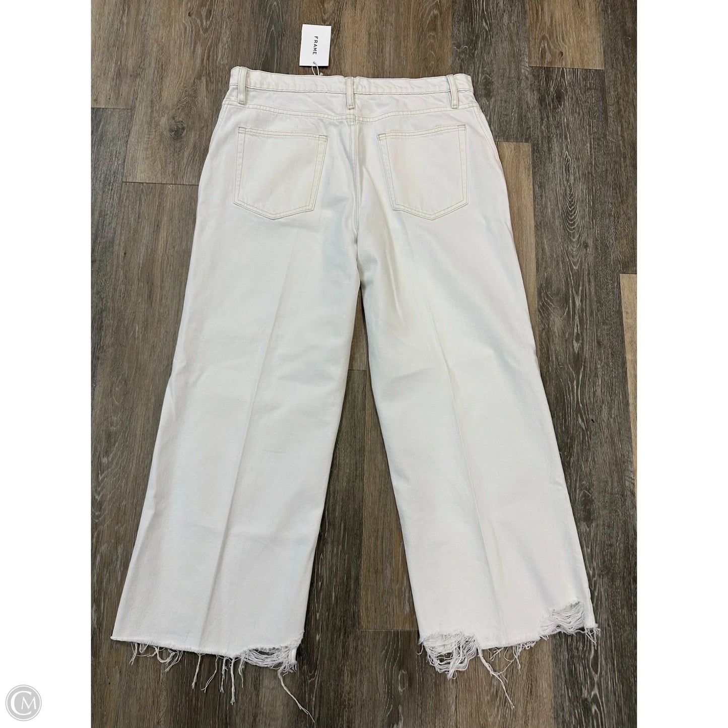 Jeans Straight By Frame In White Denim, Size: 14