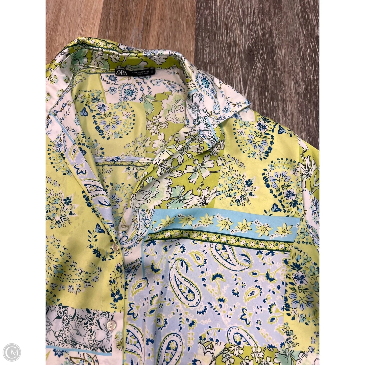 Blouse Long Sleeve By Zara In Green, Size: M