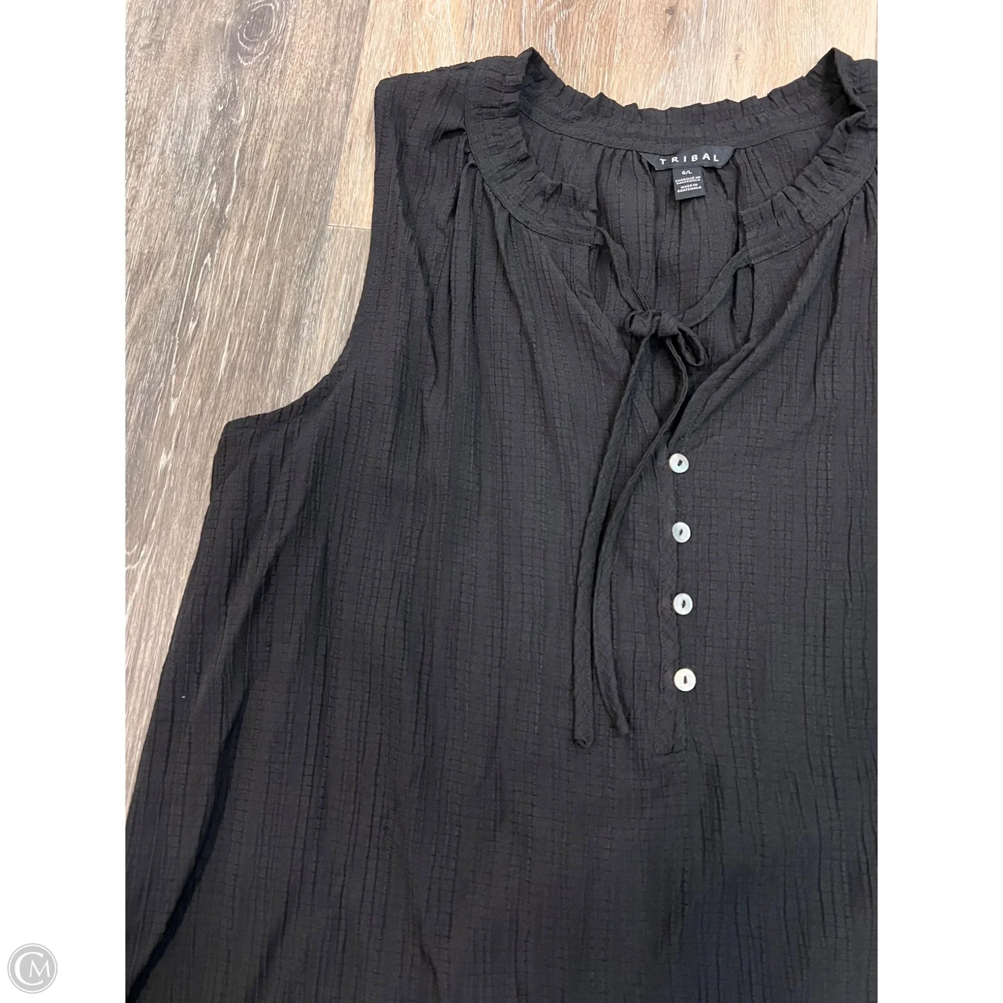 Top Sleeveless By Tribal In Black, Size: L