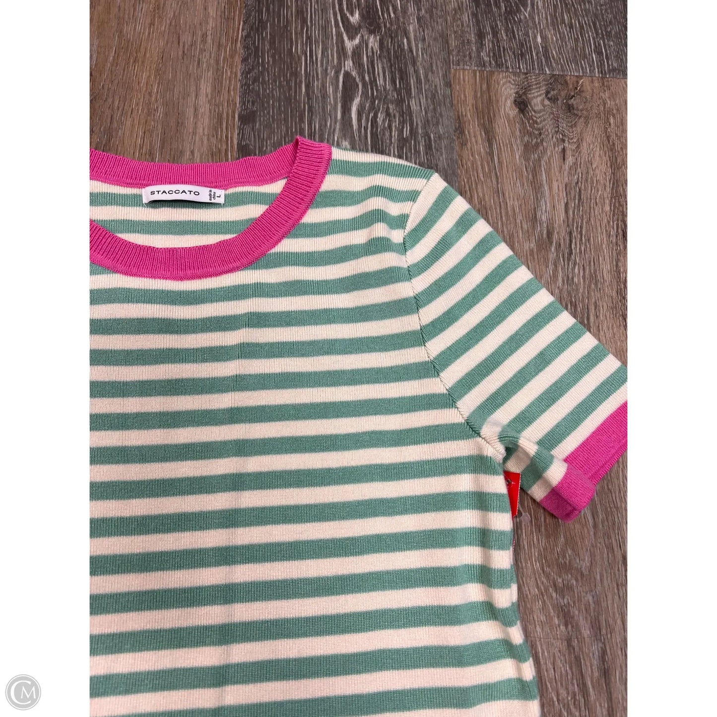 Sweater Short Sleeve By Staccato In Striped Pattern, Size: L