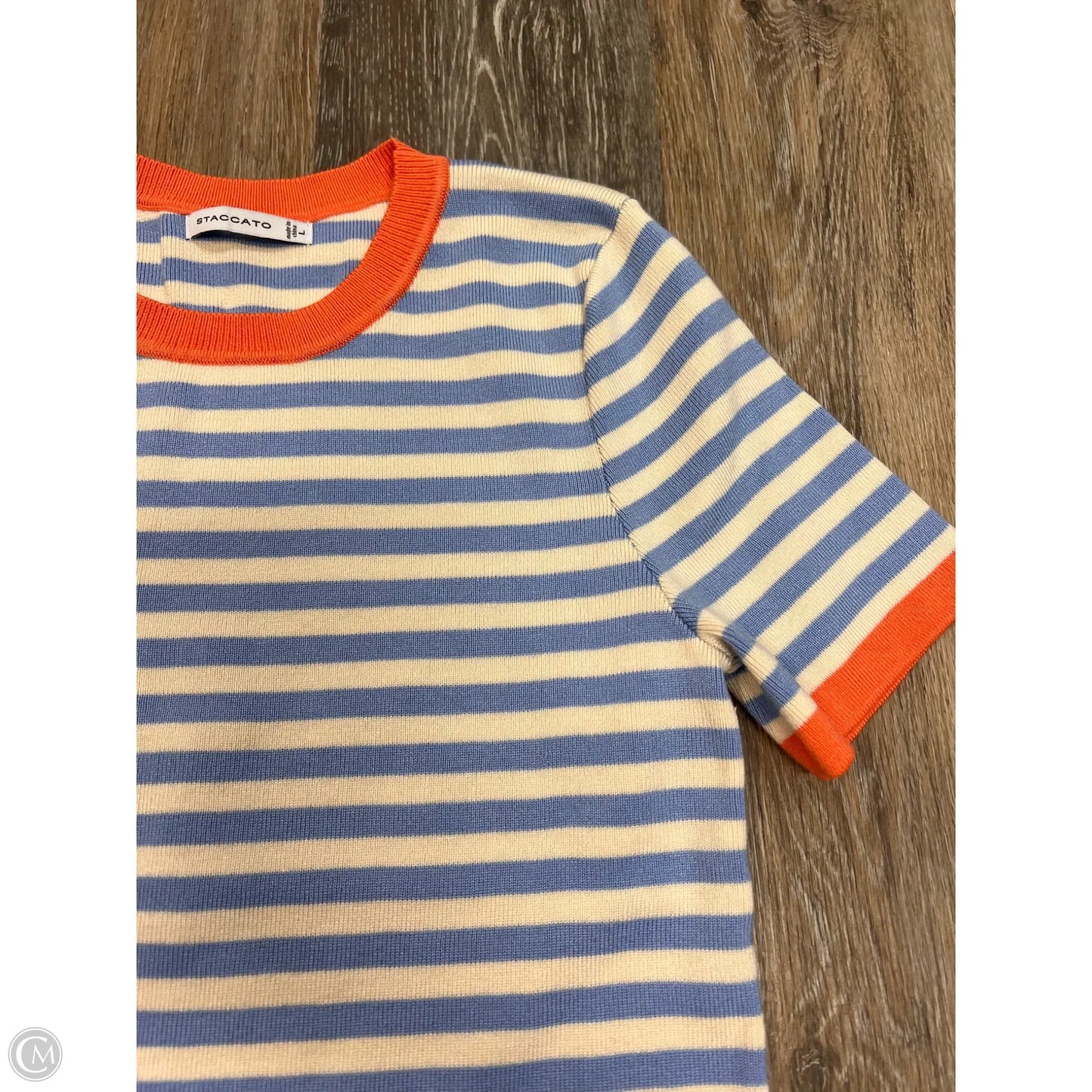 Sweater Short Sleeve By Staccato In Striped Pattern, Size: L