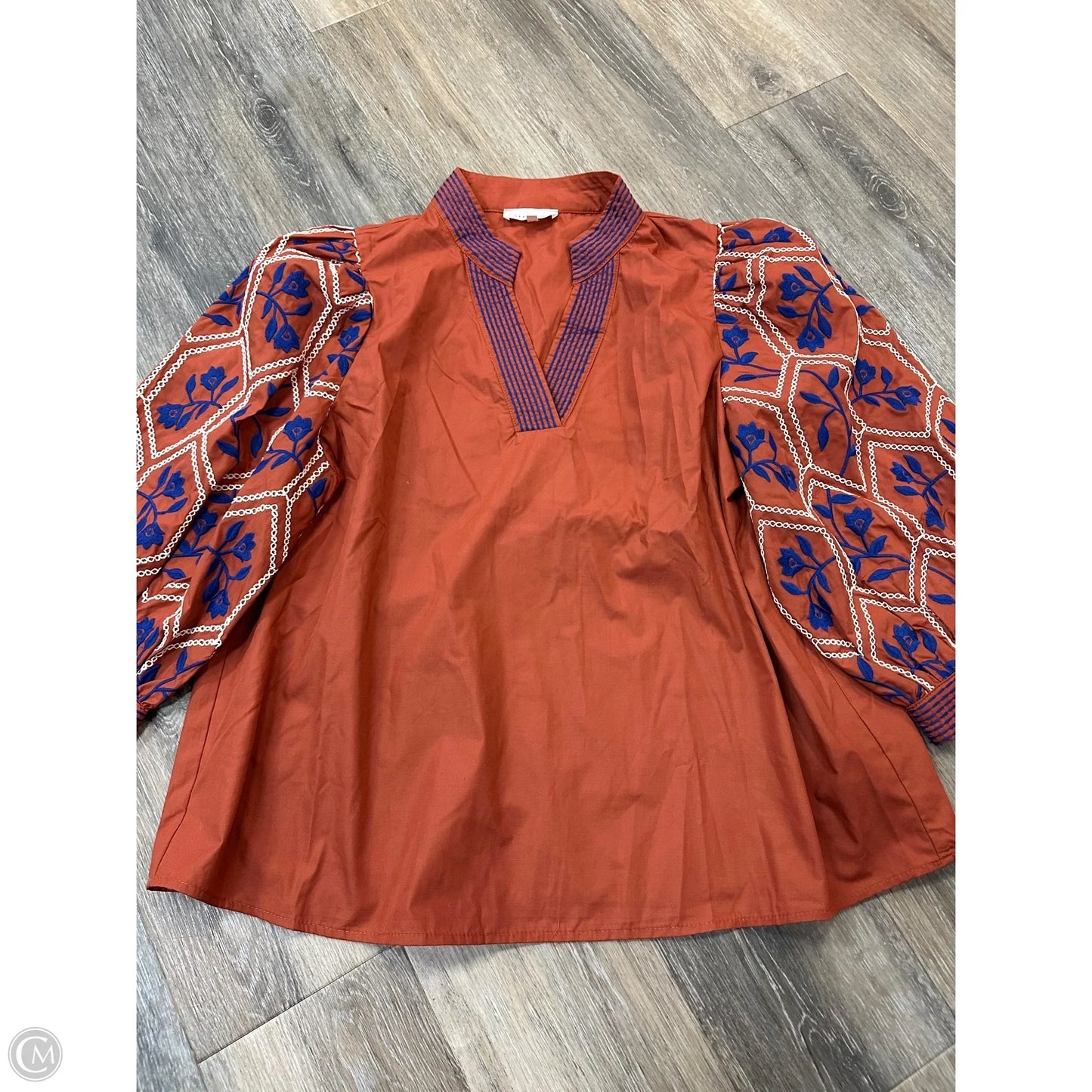 Blouse Long Sleeve By Entro In Orange, Size: S