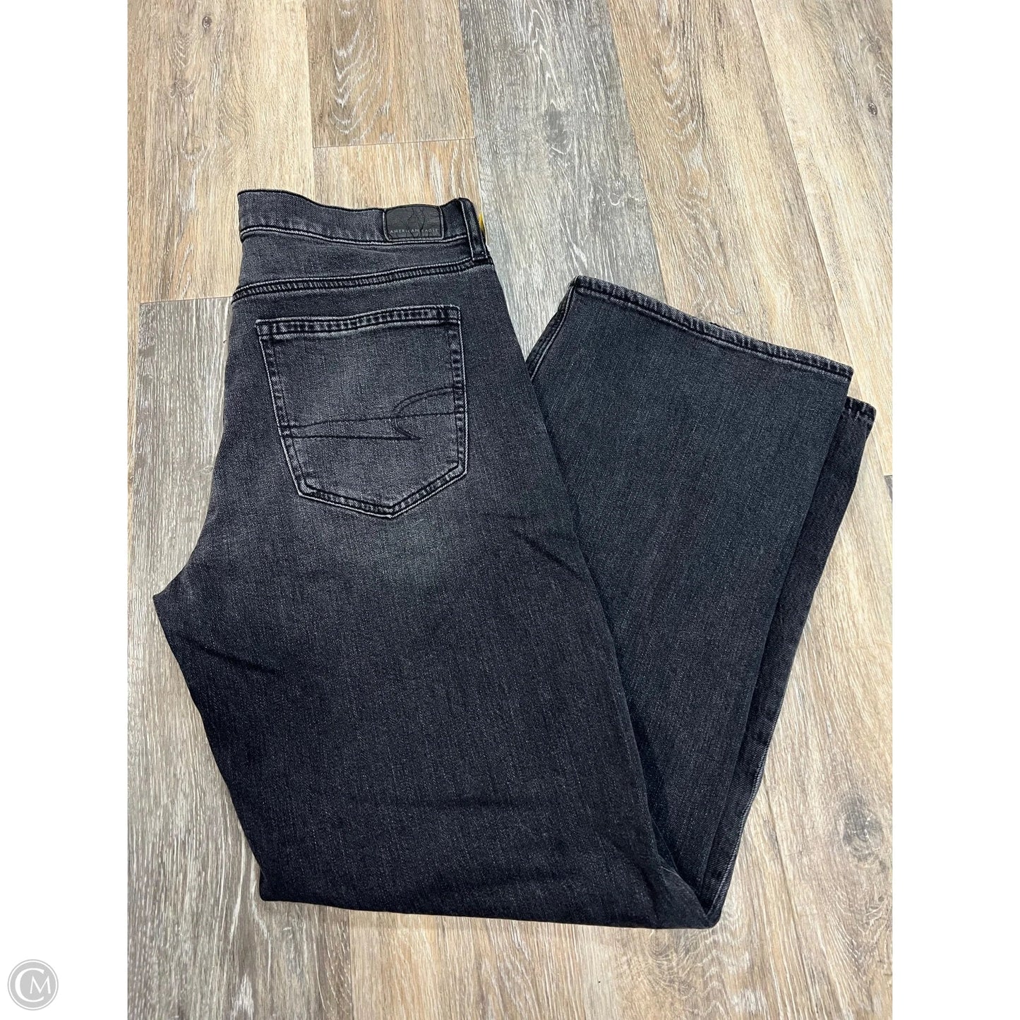 Jeans Wide Leg By American Eagle In Black Denim, Size: 8