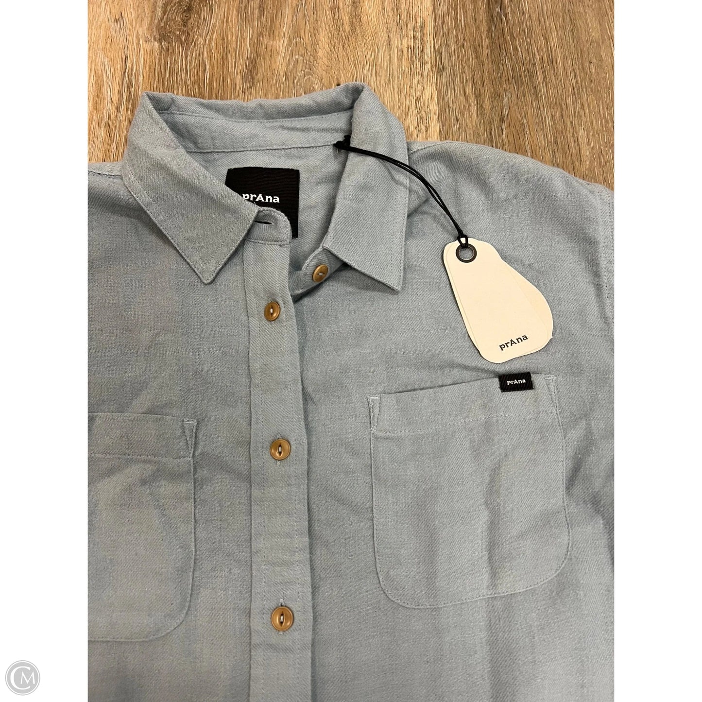 Blouse Long Sleeve By Prana In Blue, Size: S