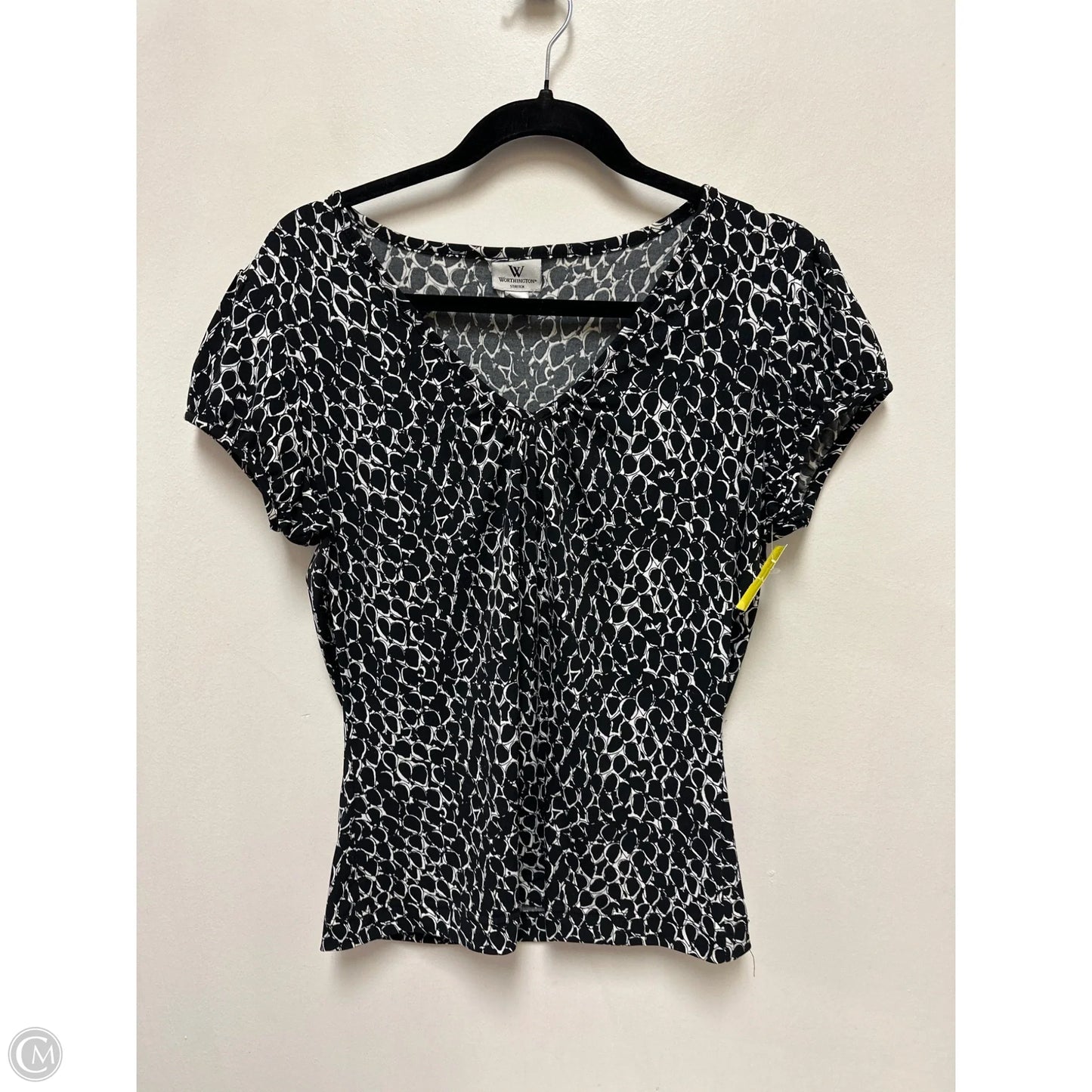 Top Short Sleeve By Worthington In Black & White, Size: M