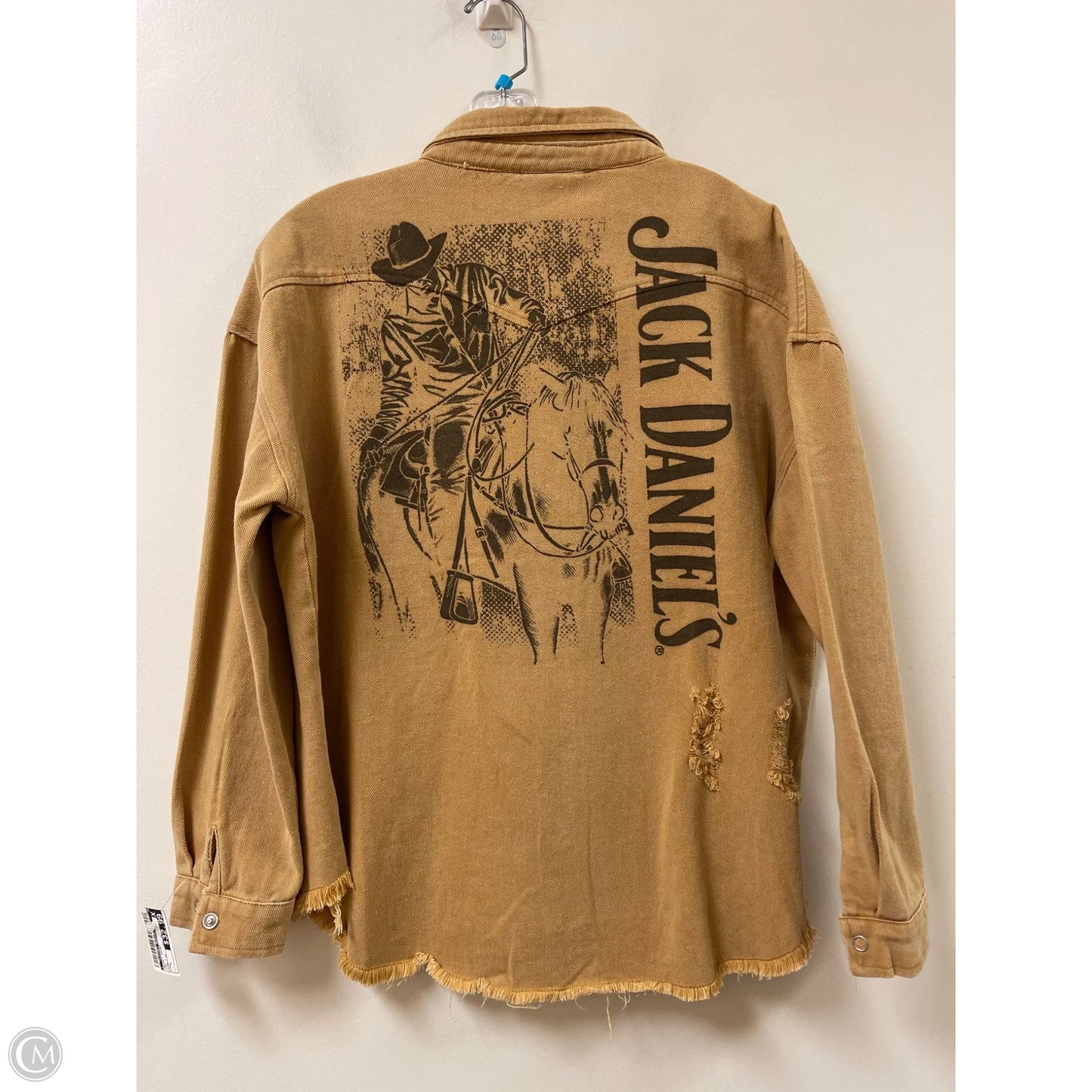 Jacket Shirt By Clothes Mentor In Tan, Size: L