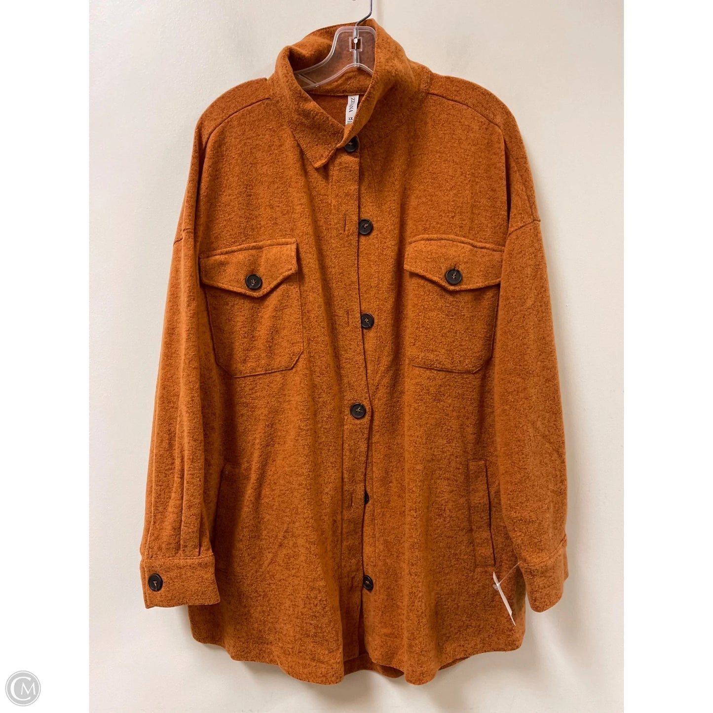 Sweater Cardigan By Zenana Outfitters In Orange, Size: 1x