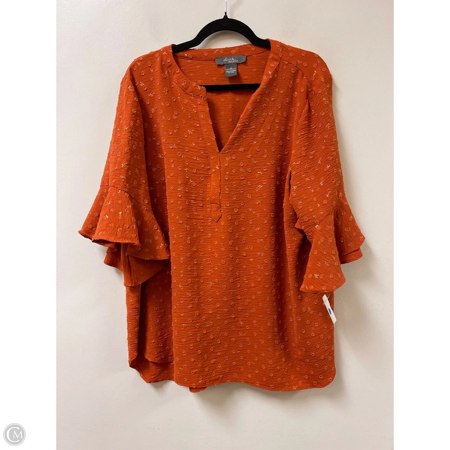 Top Short Sleeve By Clothes Mentor In Orange, Size: 1x