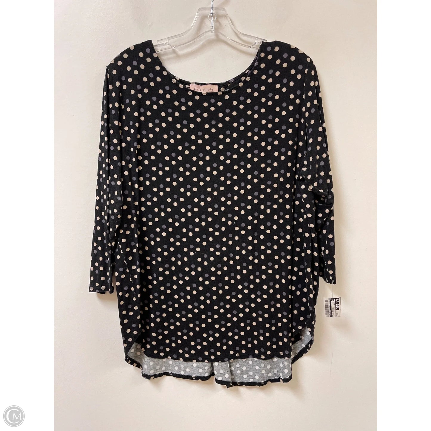Top 3/4 Sleeve By Philosophy In Polkadot Pattern, Size: 2x