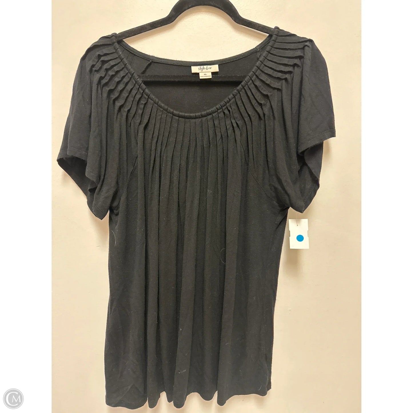 Top Short Sleeve By Style And Company In Black, Size: Xl