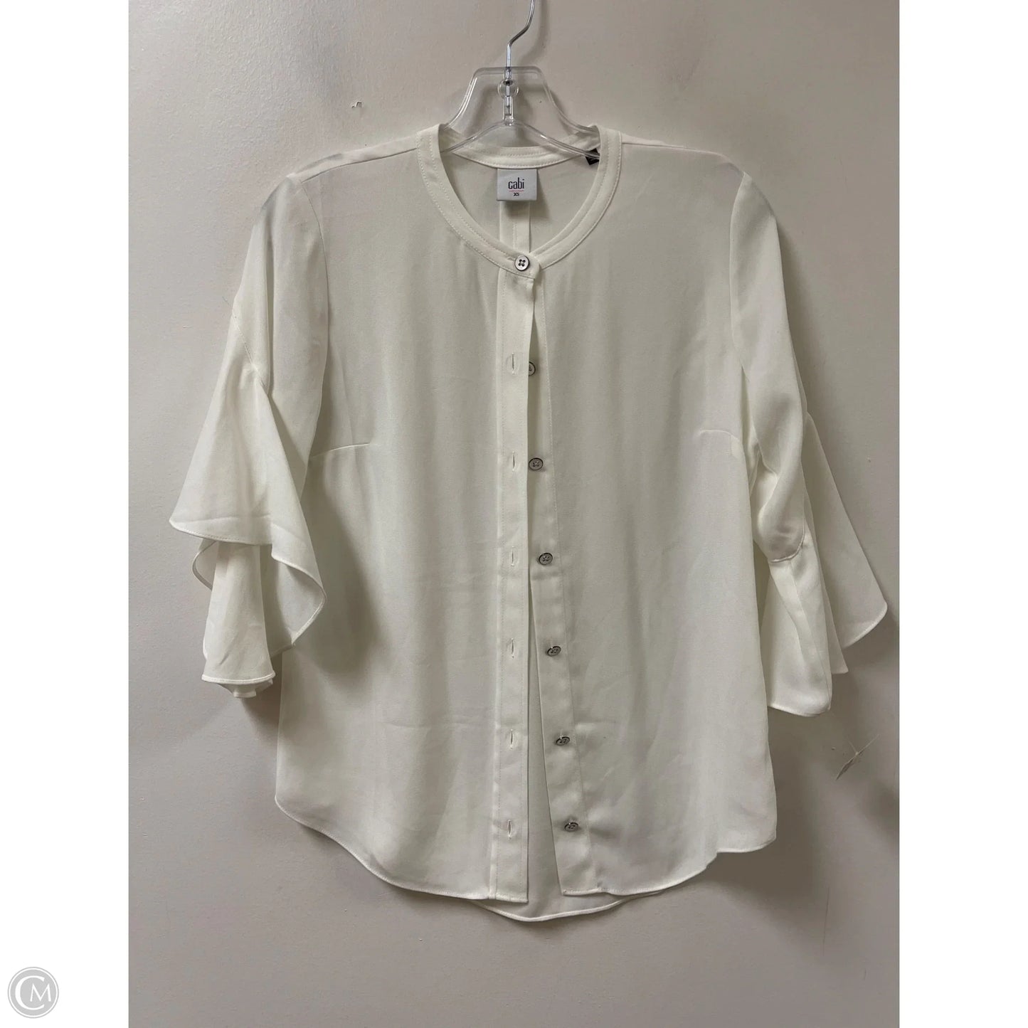 Blouse Long Sleeve By Cabi In White, Size: Xs
