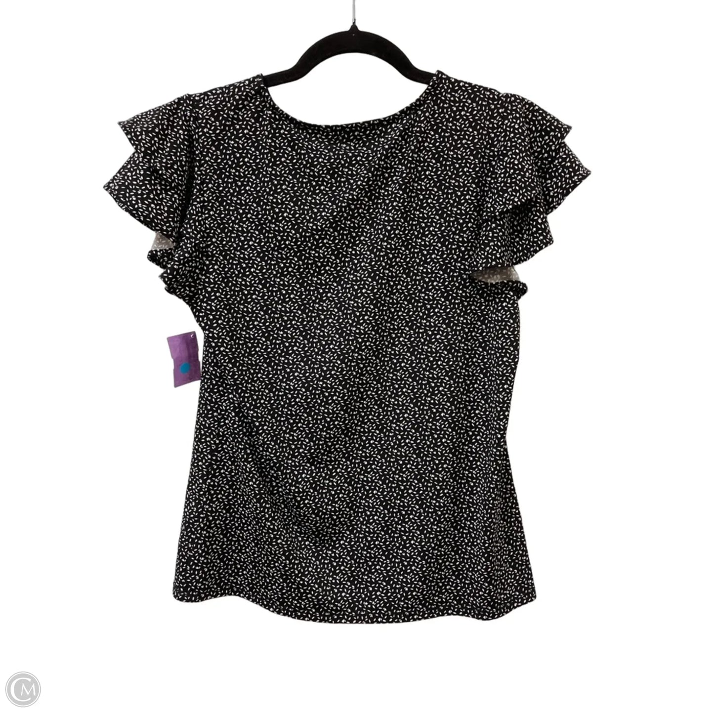 Top Short Sleeve By Adrianna Papell In Black & White, Size: S
