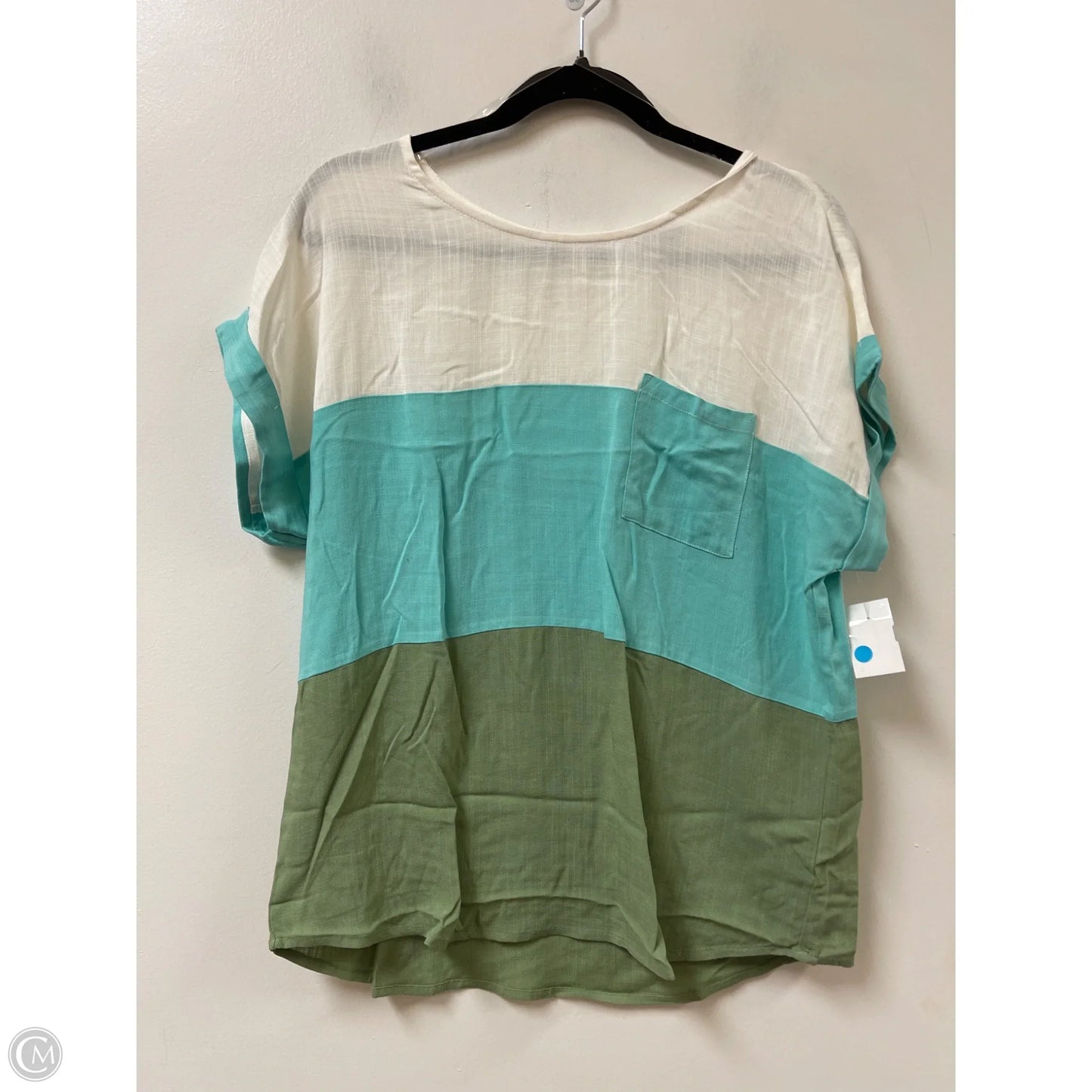 Top Short Sleeve By Staccato In Blue & Green, Size: S