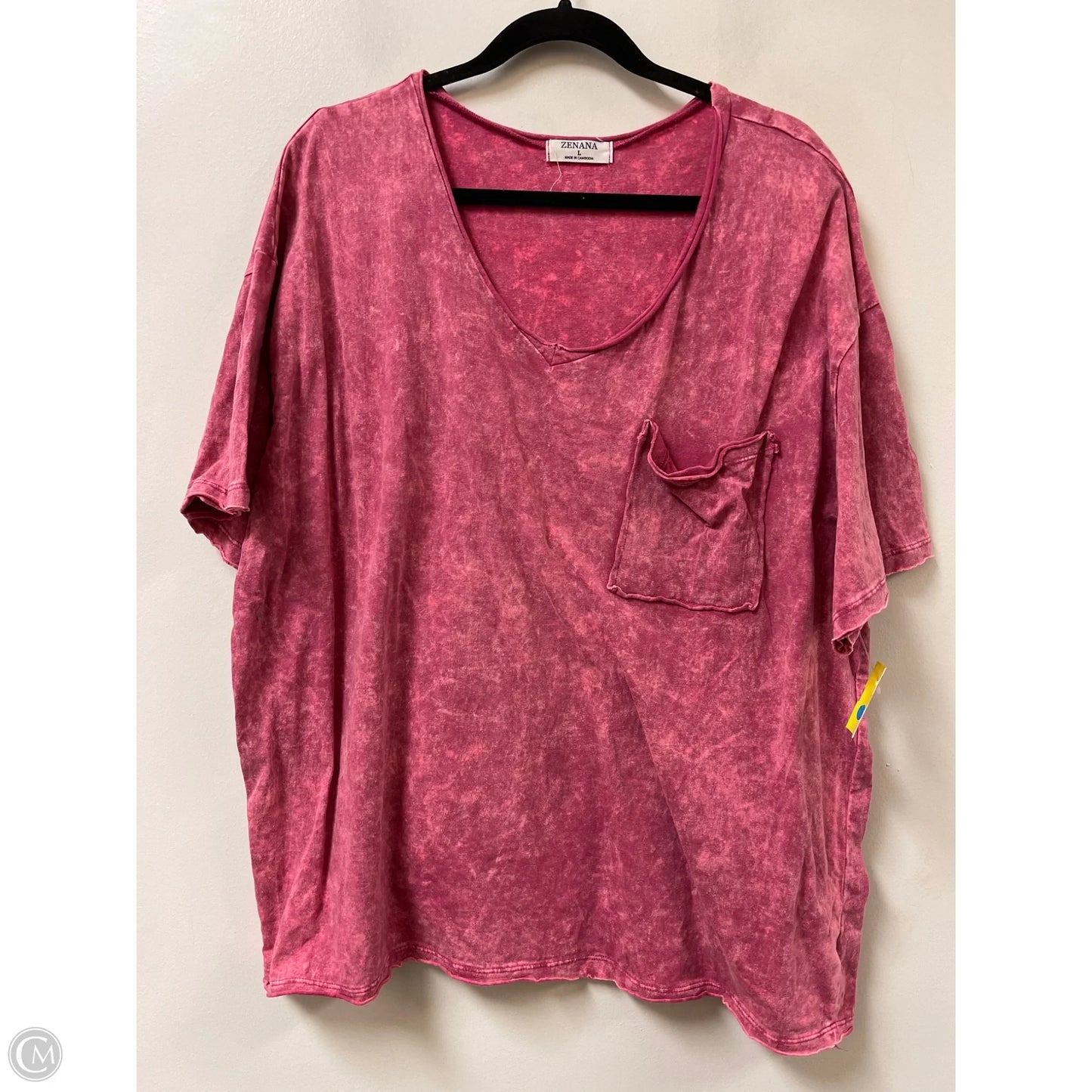 Top Short Sleeve By Zenana Outfitters In Pink, Size: L