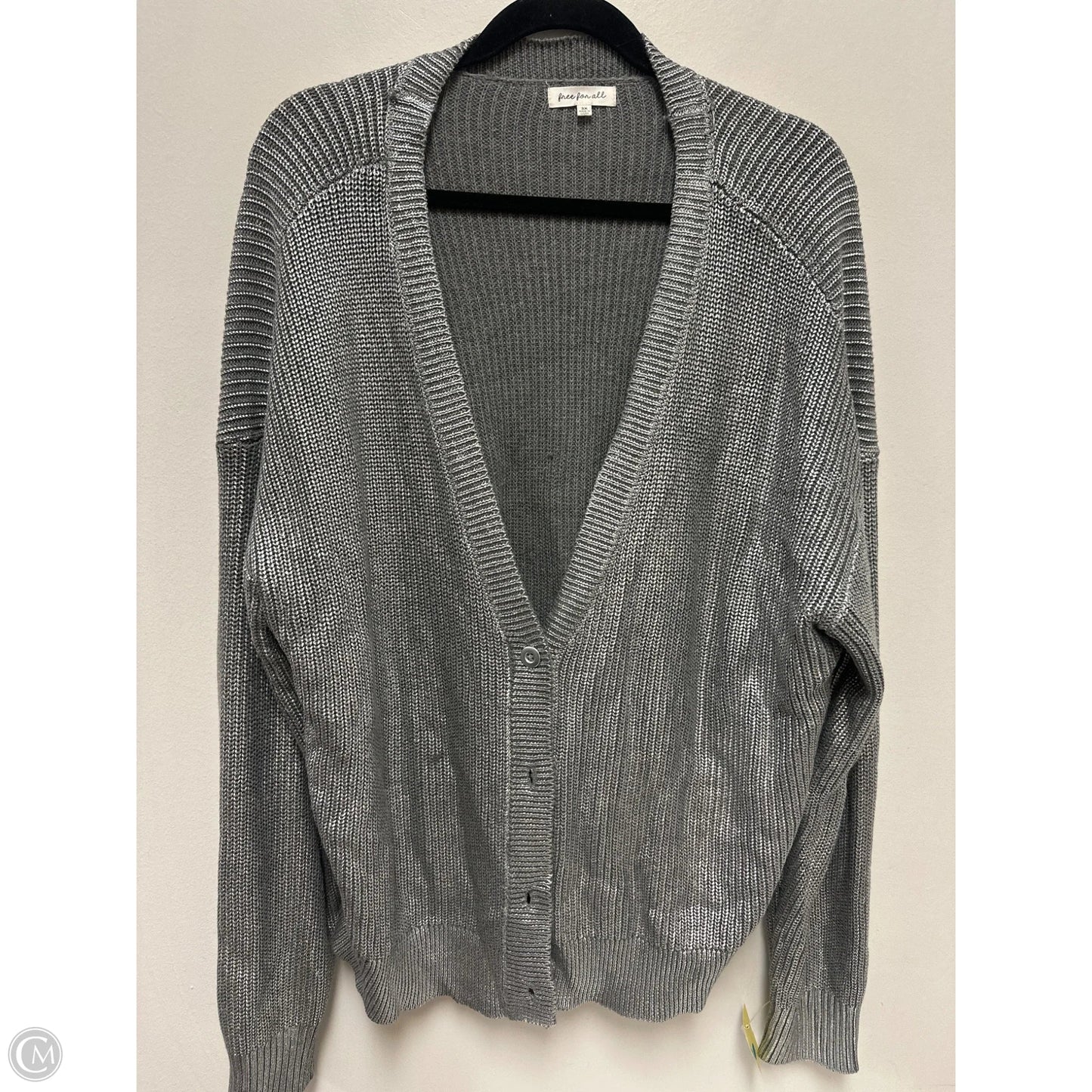 Sweater Cardigan By Clothes Mentor In Silver, Size: 3x