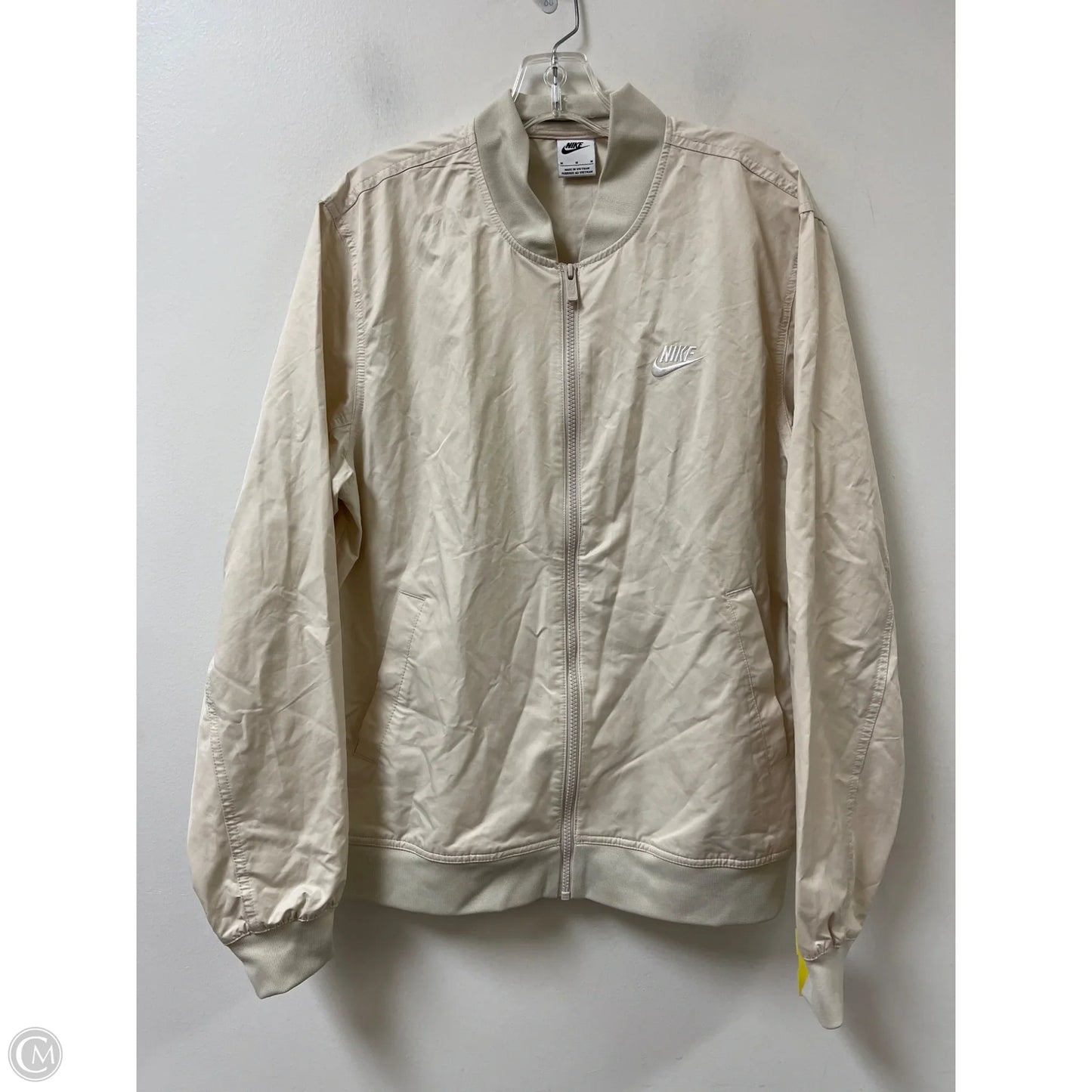 Athletic Jacket By Nike In Tan, Size: M
