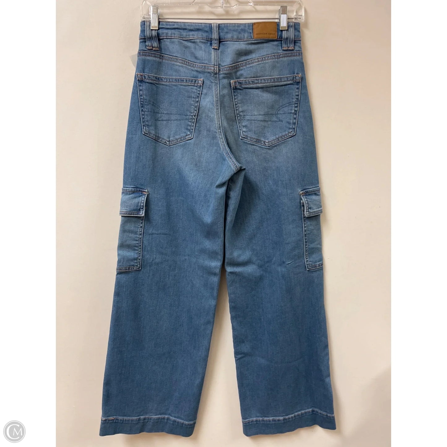 Jeans Wide Leg By American Eagle In Blue Denim, Size: 0