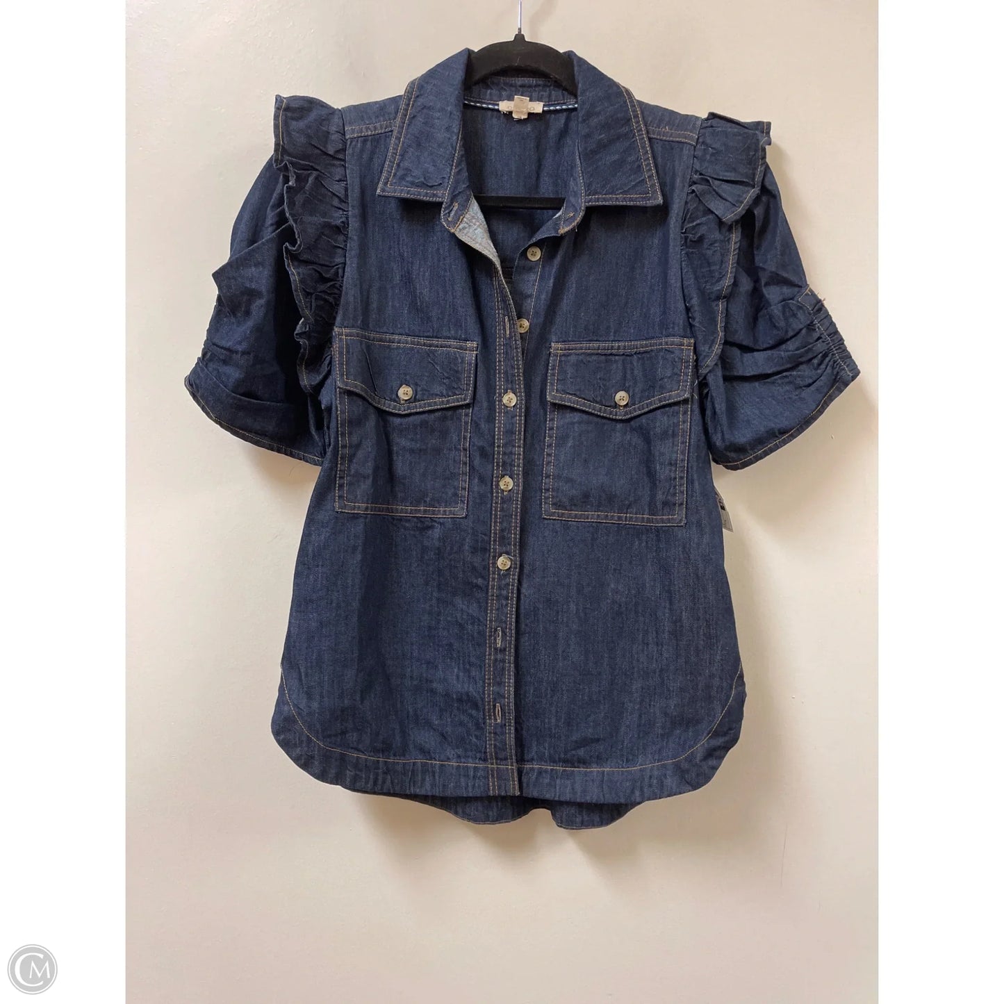 Blouse Short Sleeve By Pilcro In Blue Denim, Size: S