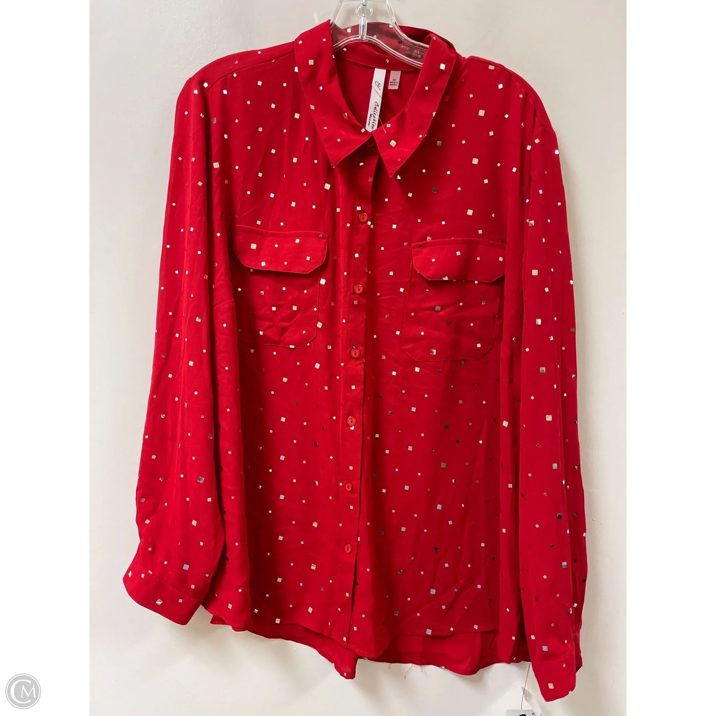 Blouse Long Sleeve By Ny Collection In Red, Size: 2x