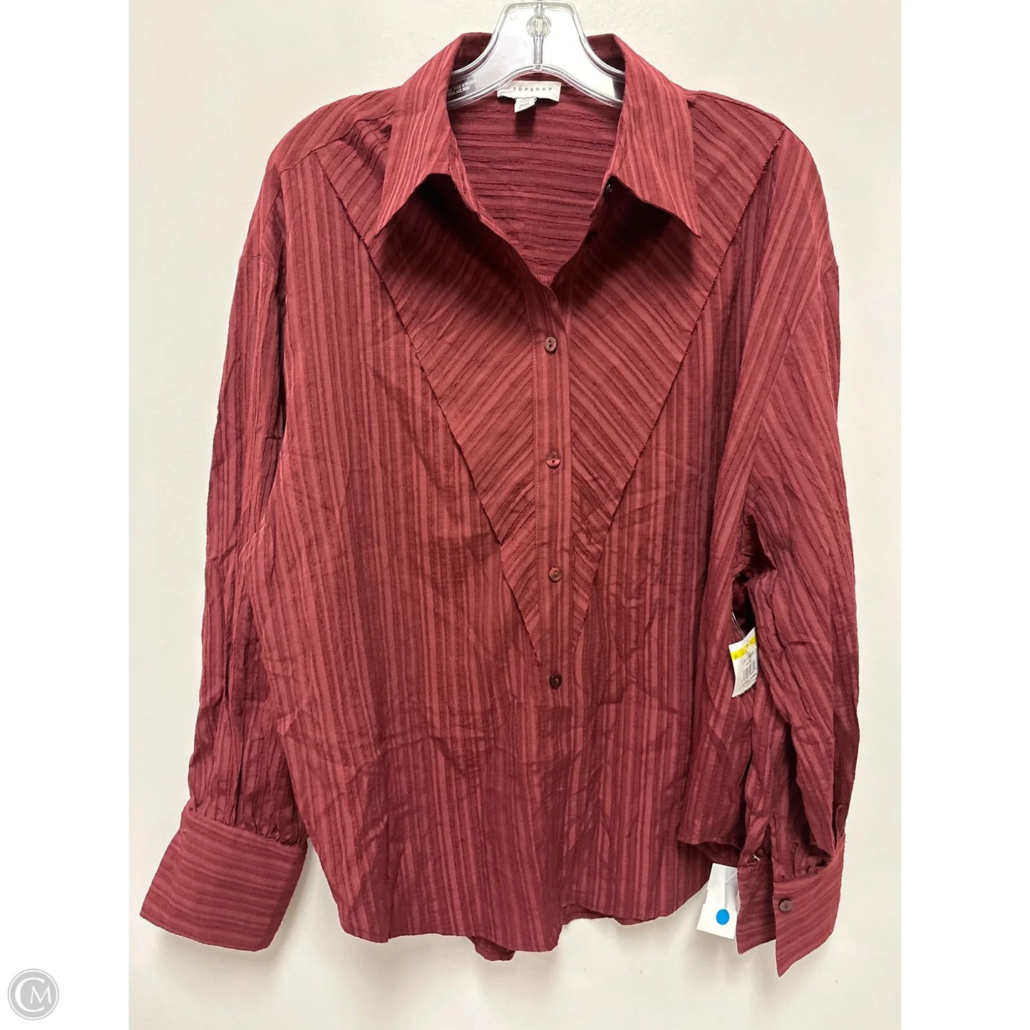 Tunic Long Sleeve By Top Shop In Red, Size: M