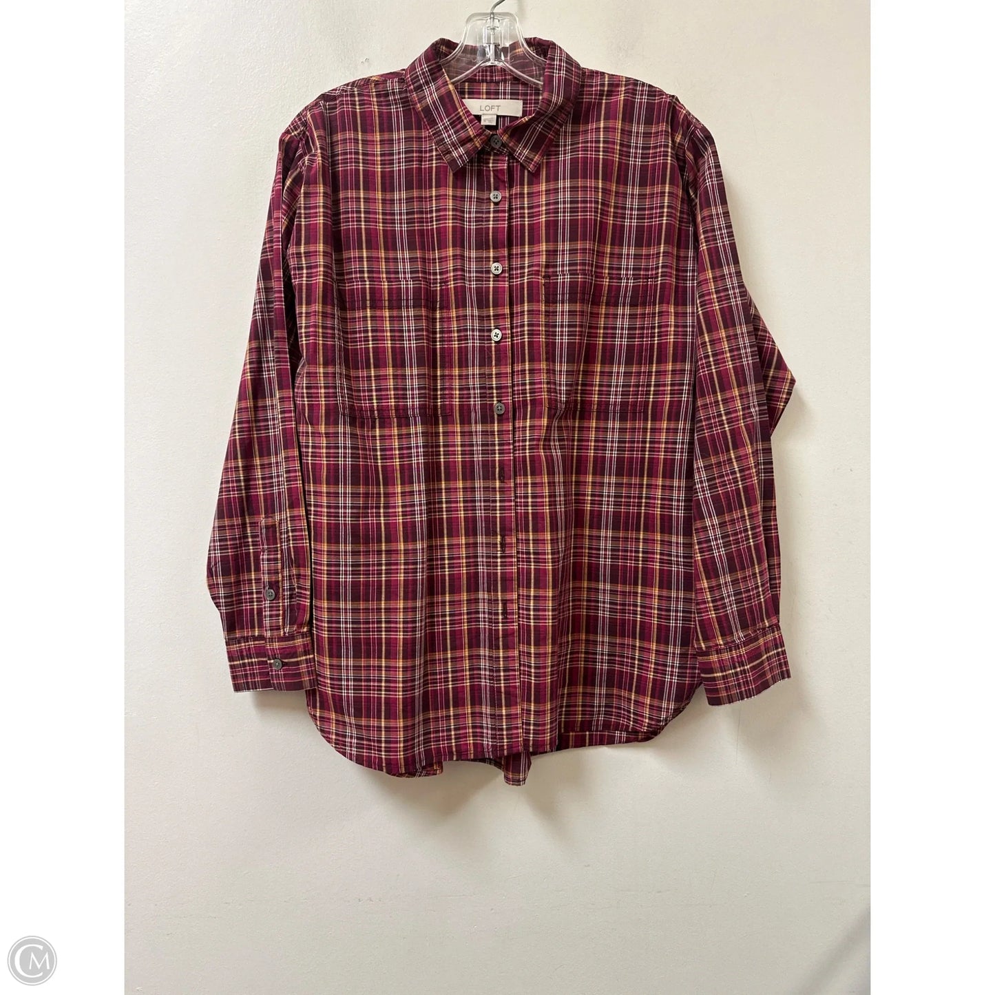 Blouse Long Sleeve By Loft In Purple, Size: M