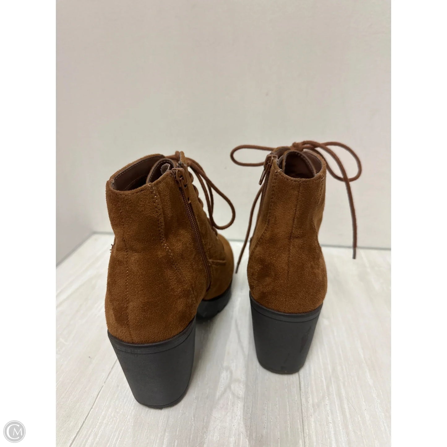 Boots Ankle Heels By Soda In Brown, Size: 8.5