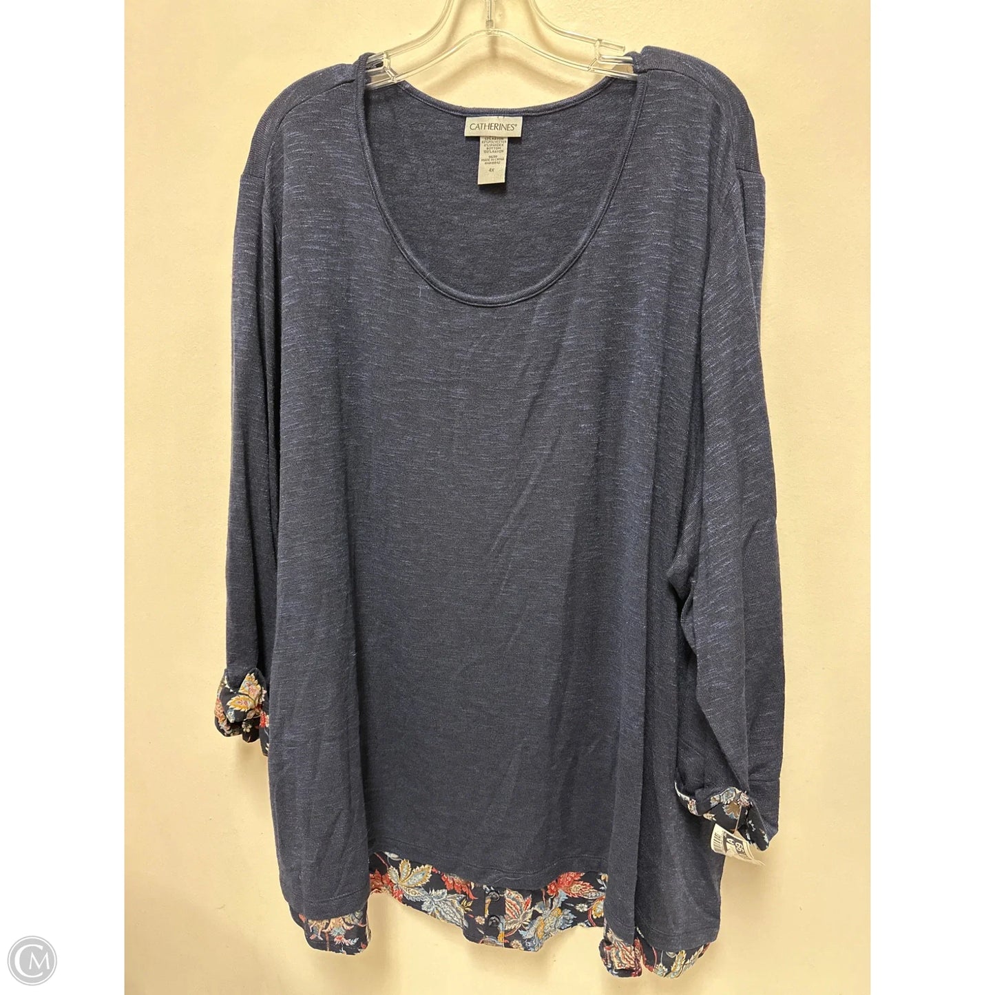 Top Long Sleeve By Catherines In Navy, Size: 4x