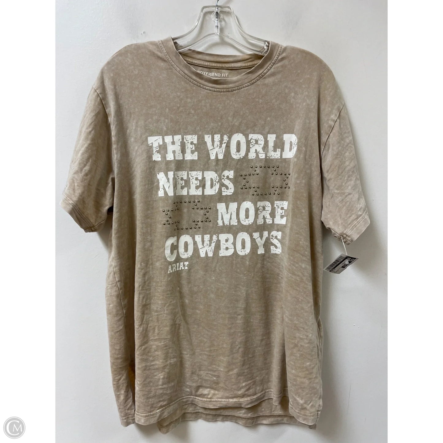 Top Short Sleeve By Ariat In Tan, Size: M