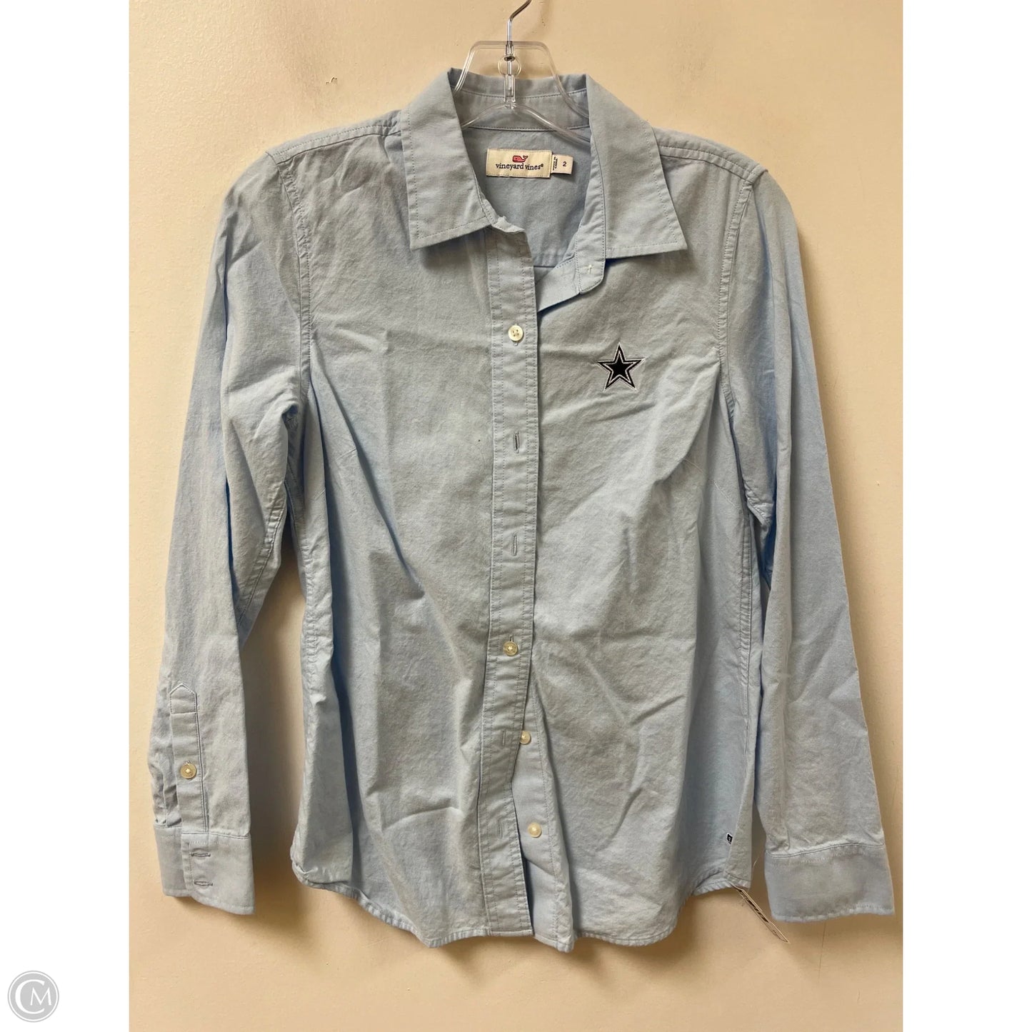 Blouse Long Sleeve By Vineyard Vines In Blue, Size: Xs