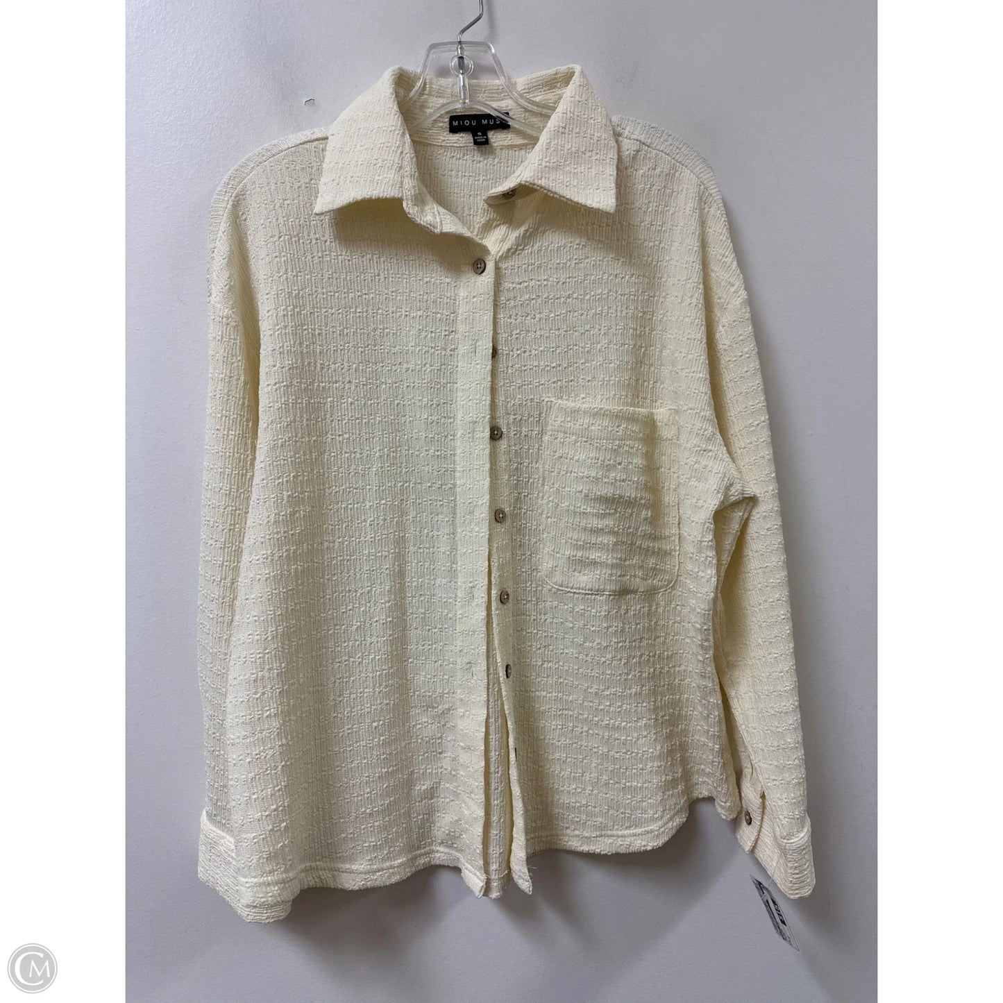 Blouse Long Sleeve By Miou Muse In Cream, Size: S
