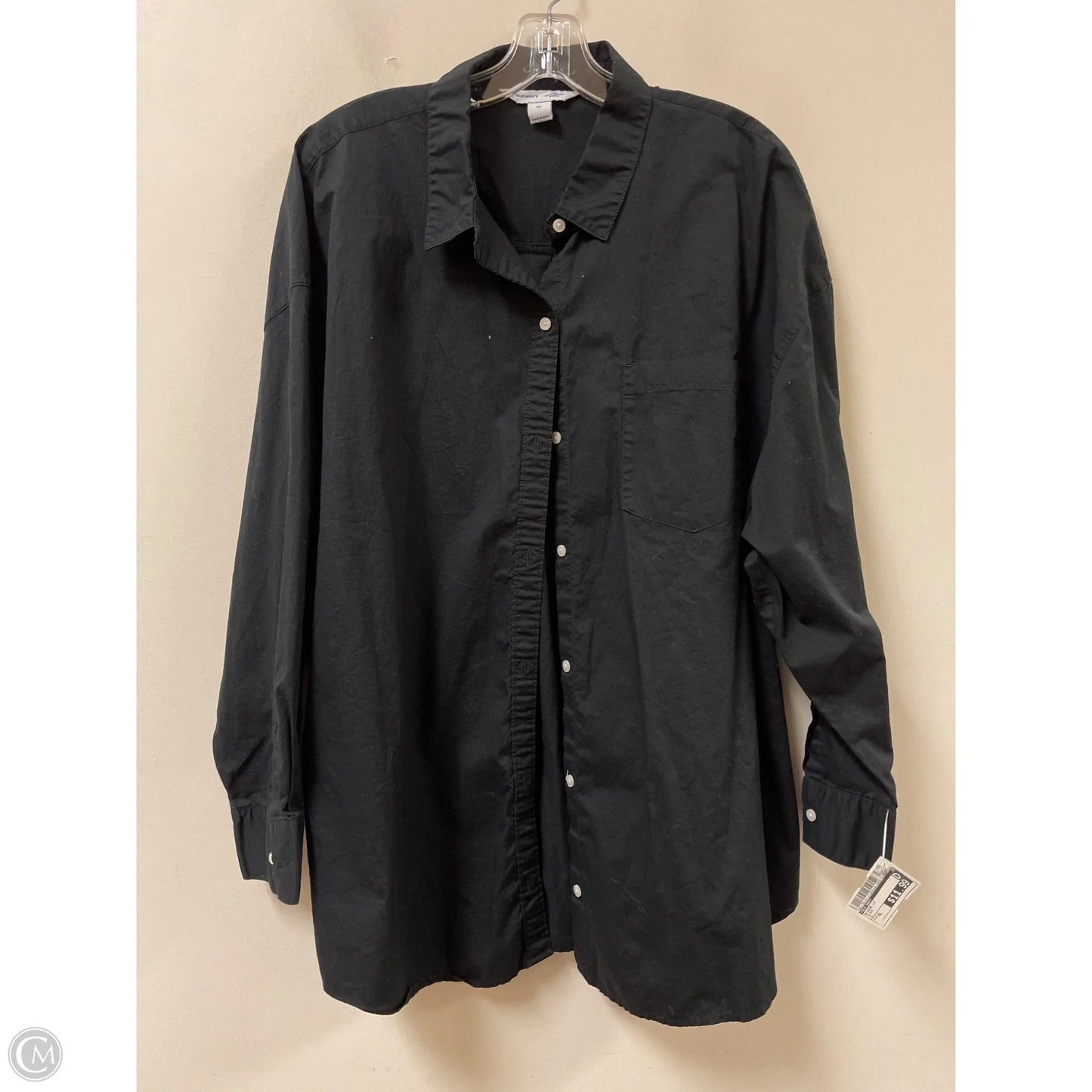 Blouse Long Sleeve By Old Navy In Black, Size: Xl