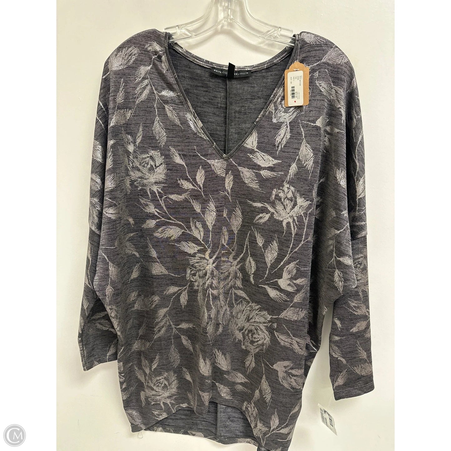 Top Long Sleeve By White House Black Market In Silver, Size: S