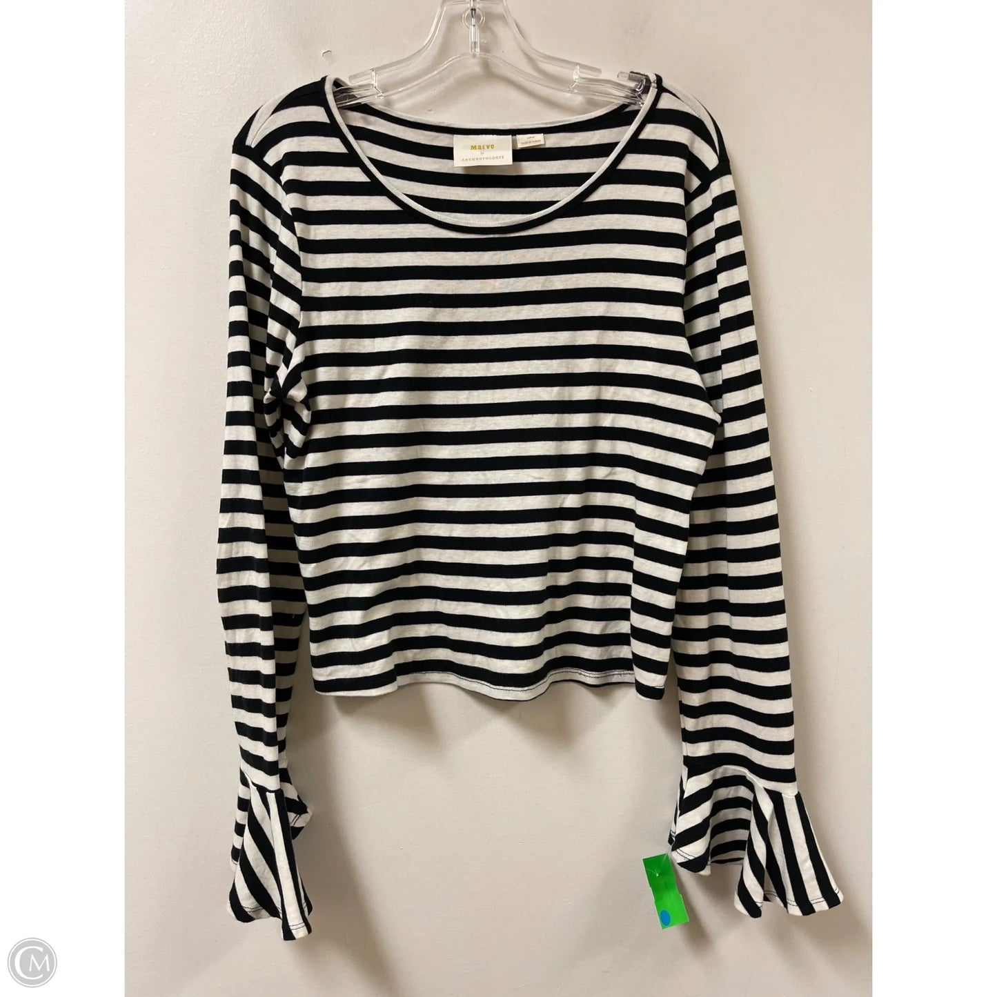 Top Long Sleeve By Maeve In Black & White, Size: L