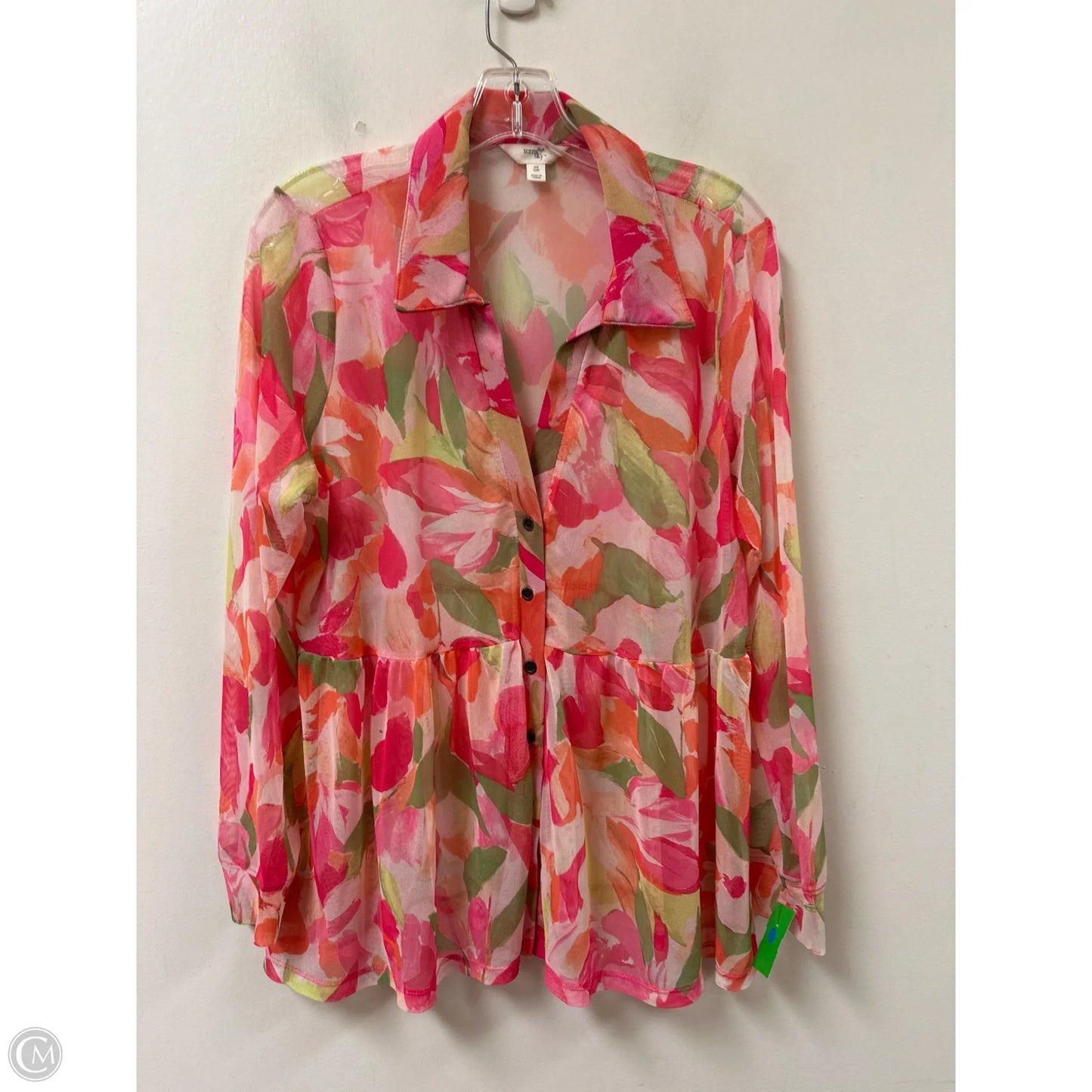 Blouse Long Sleeve By Terra & Sky In Pink, Size: Xl