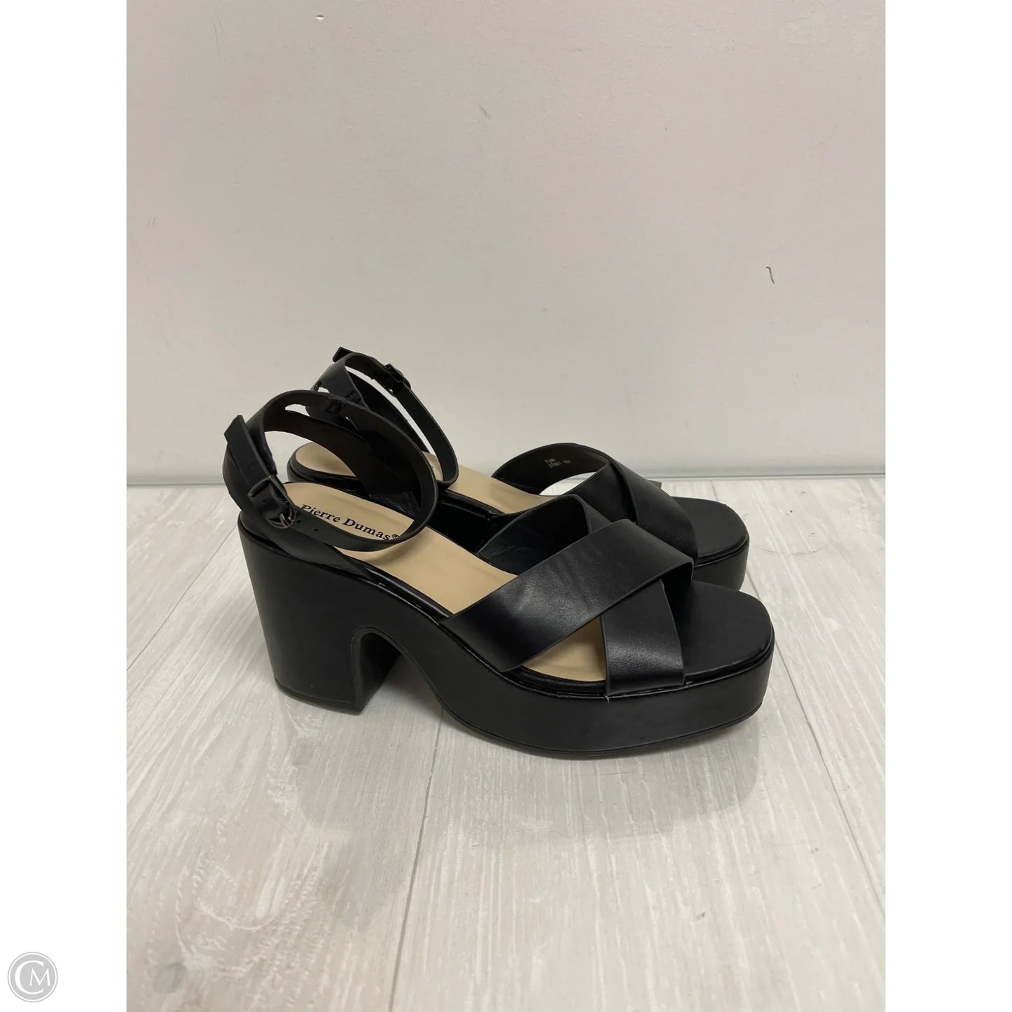 Sandals Heels Block By Pierre Dumas In Black, Size: 7.5