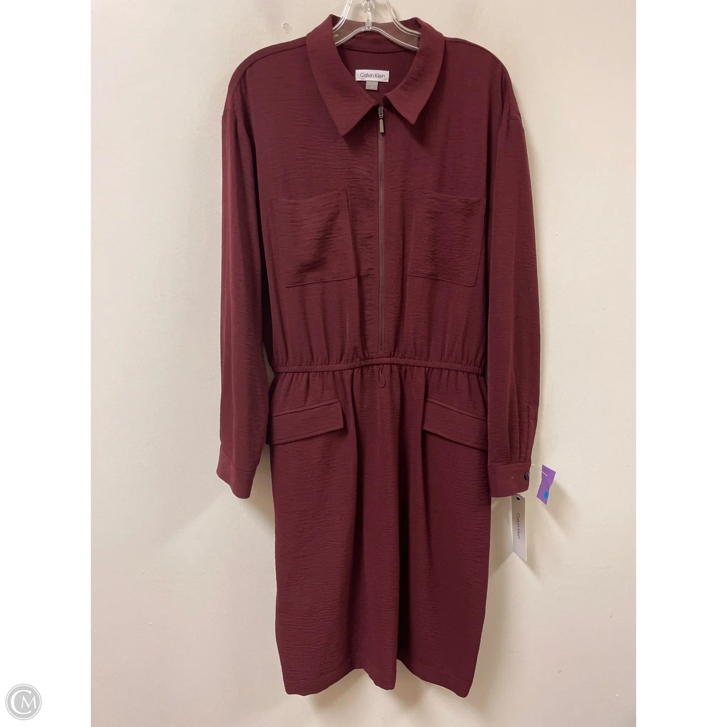 Dress Casual Midi By Calvin Klein In Red, Size: Xl