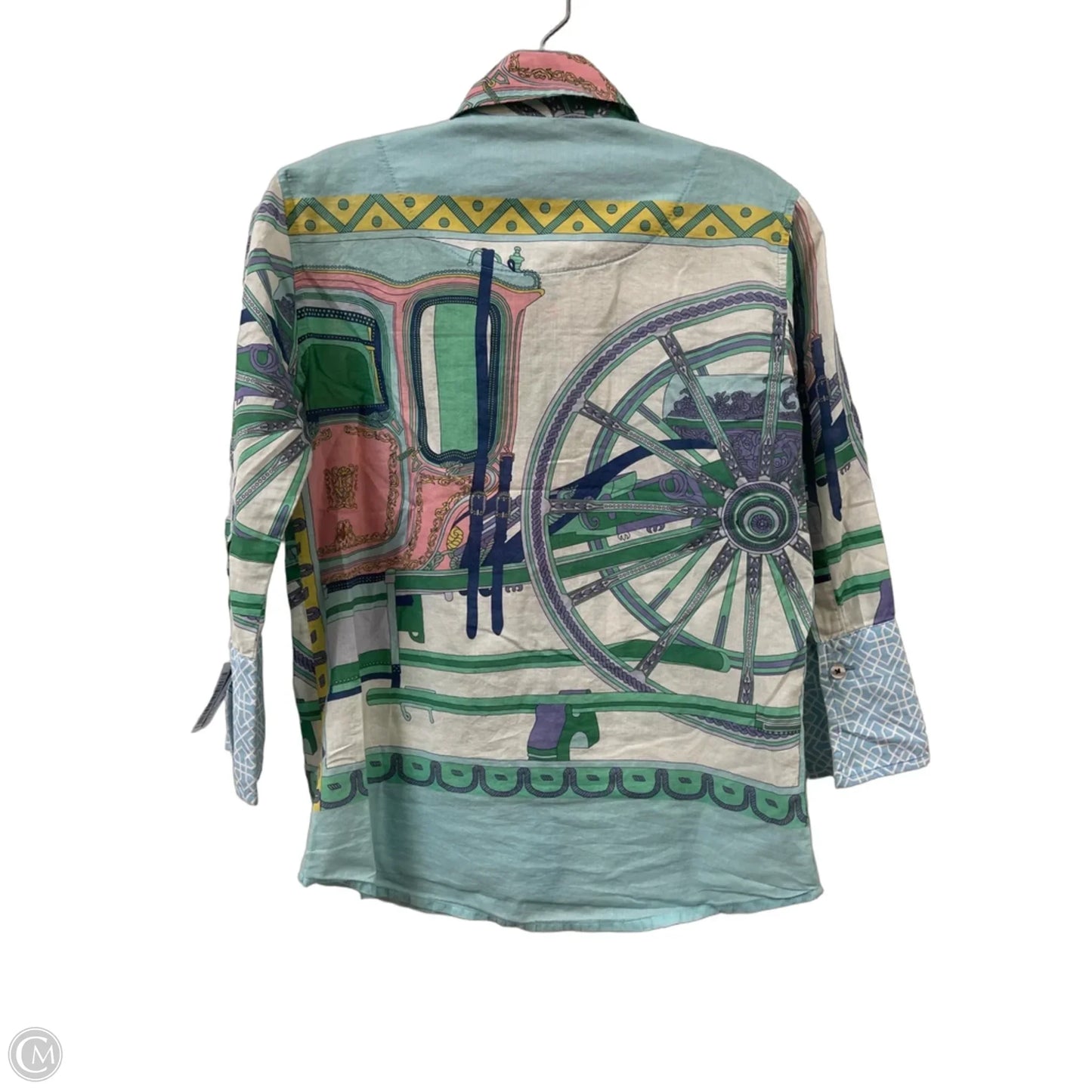 Blouse Long Sleeve By Clothes Mentor In Blue & Green, Size: S