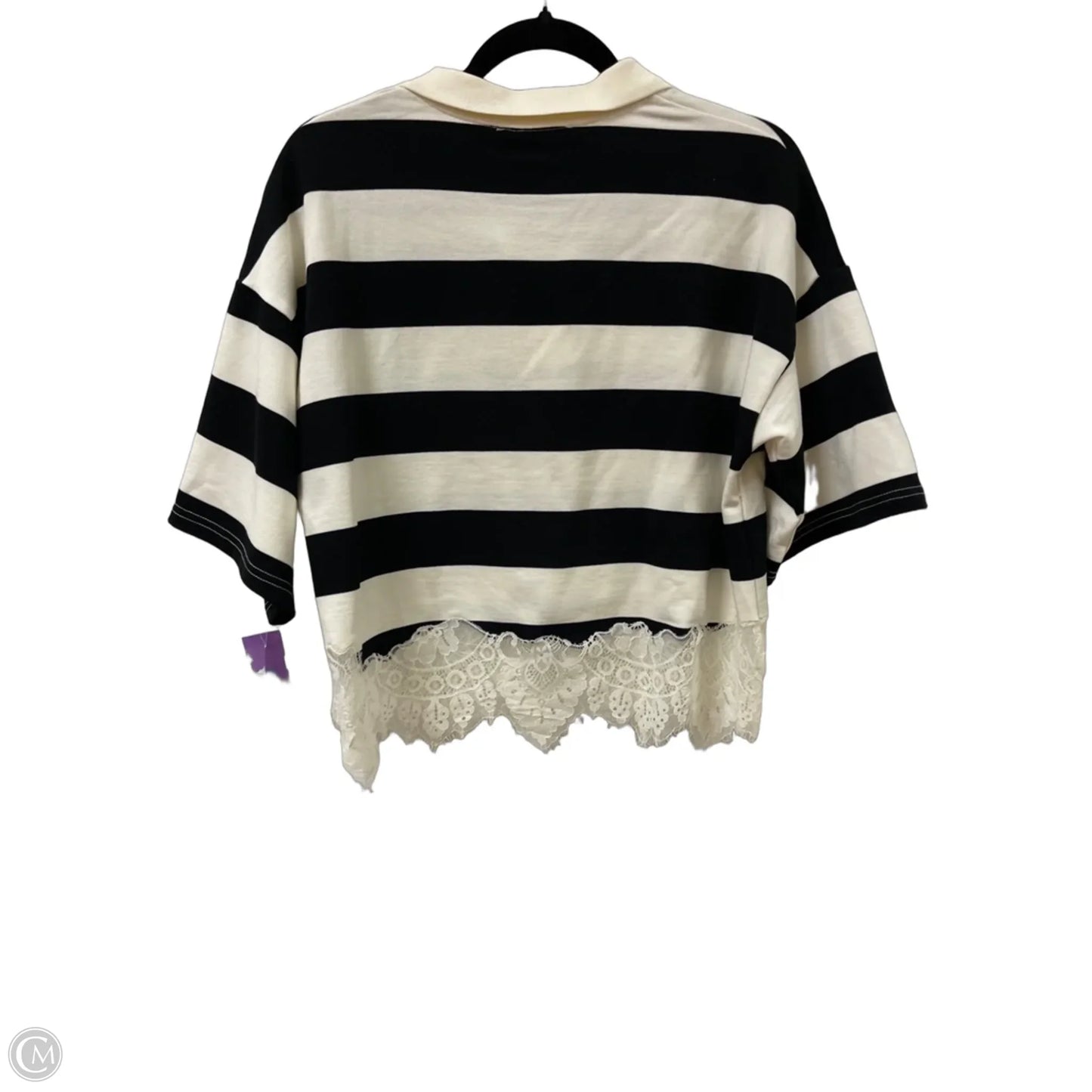Top Short Sleeve By Cmc In Black & Cream, Size: S