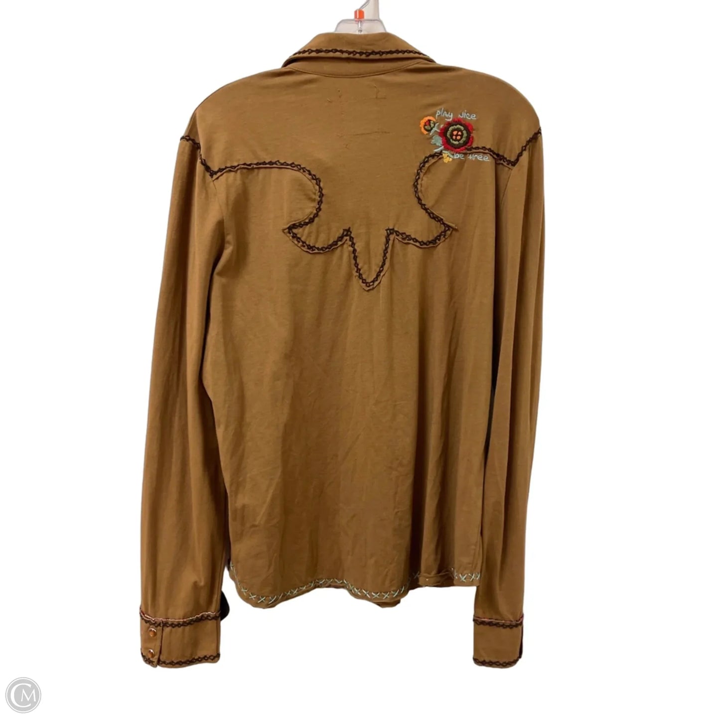 Blouse Long Sleeve By Double D Ranch In Tan, Size: Xl