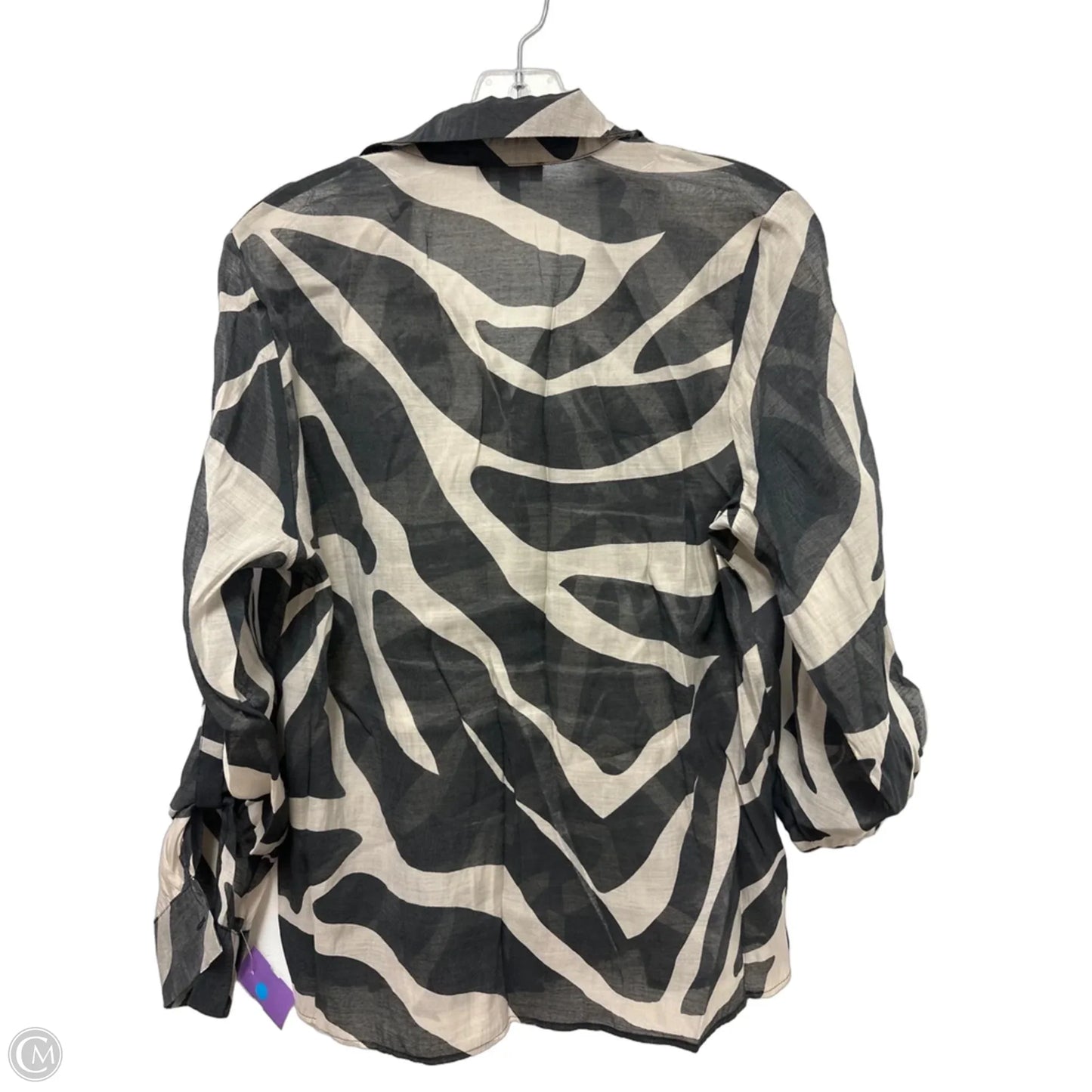 Blouse Long Sleeve By Clothes Mentor In Black & Cream, Size: M