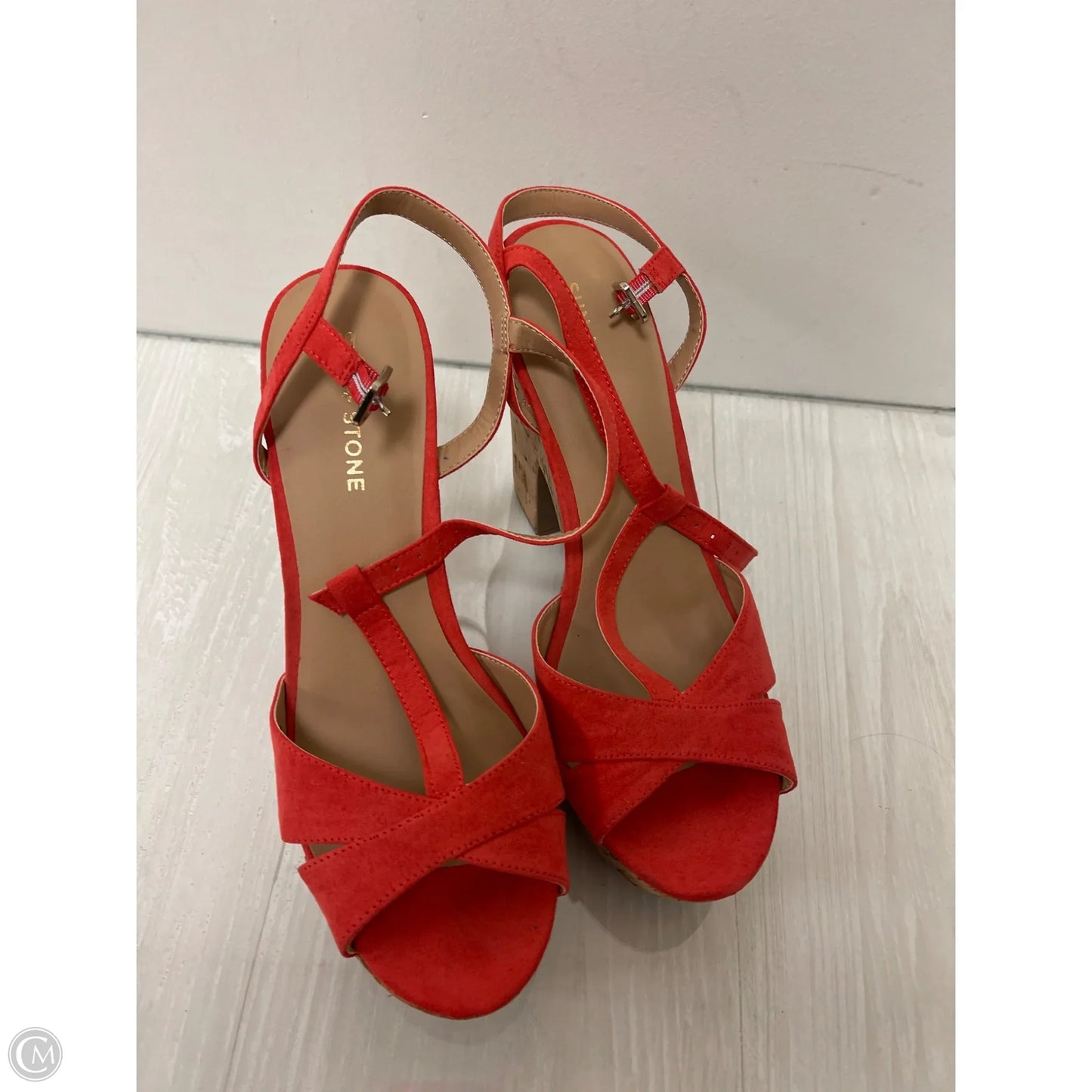 Sandals Heels Block By Clothes Mentor In Red, Size: 10