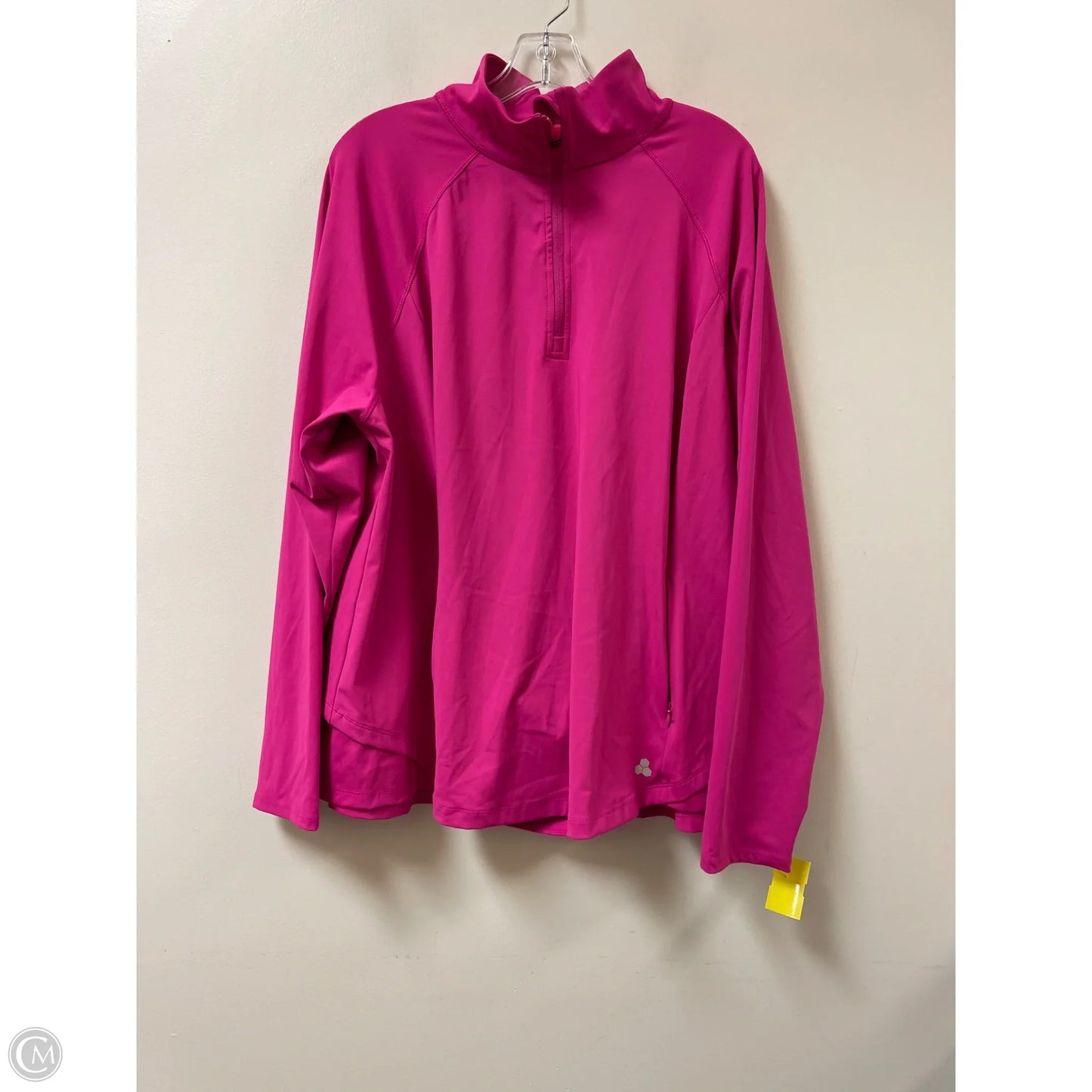 Athletic Top Long Sleeve Collar By Tek Gear In Pink, Size: 3x