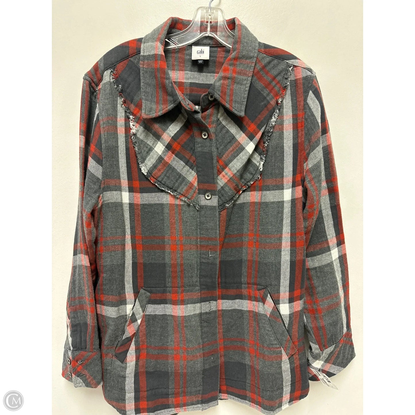 Jacket Shirt By Cabi In Grey, Size: L