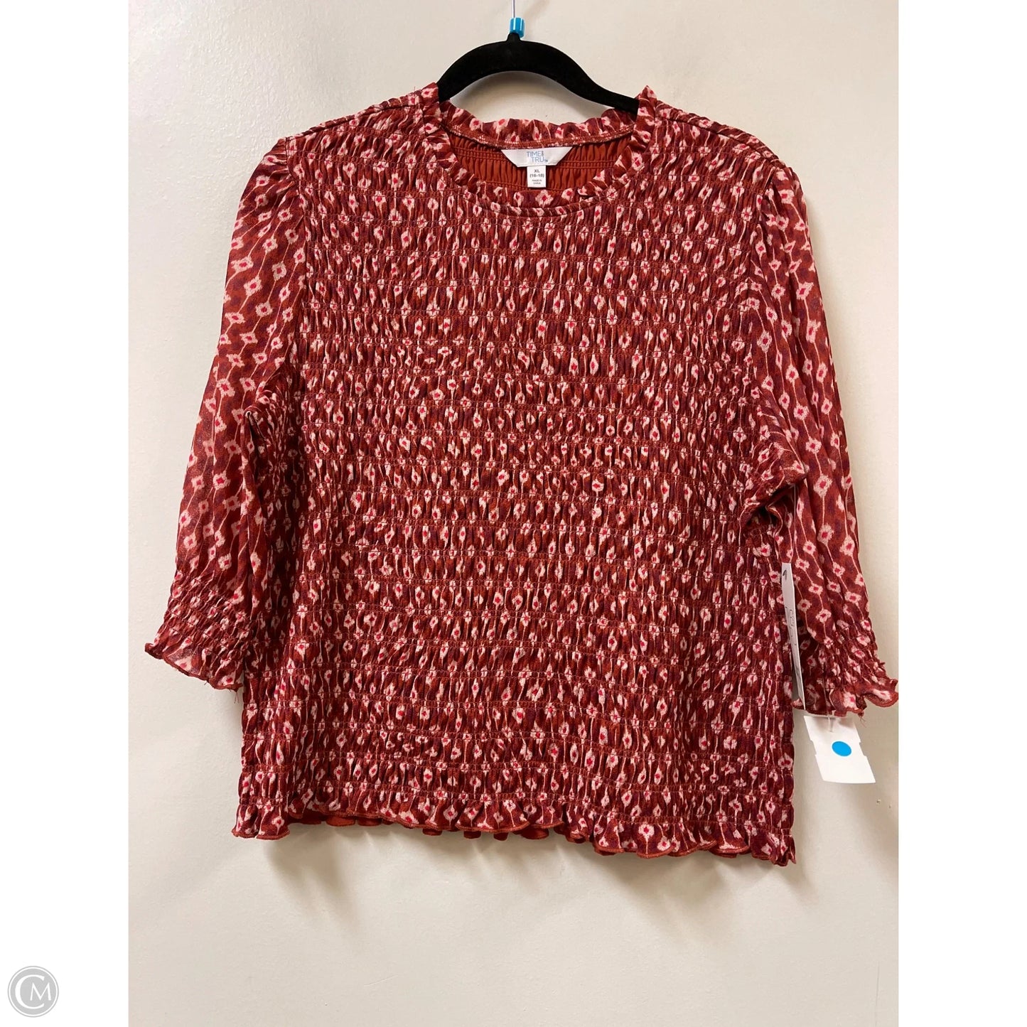 Top Long Sleeve By Time And Tru In Orange, Size: Xl