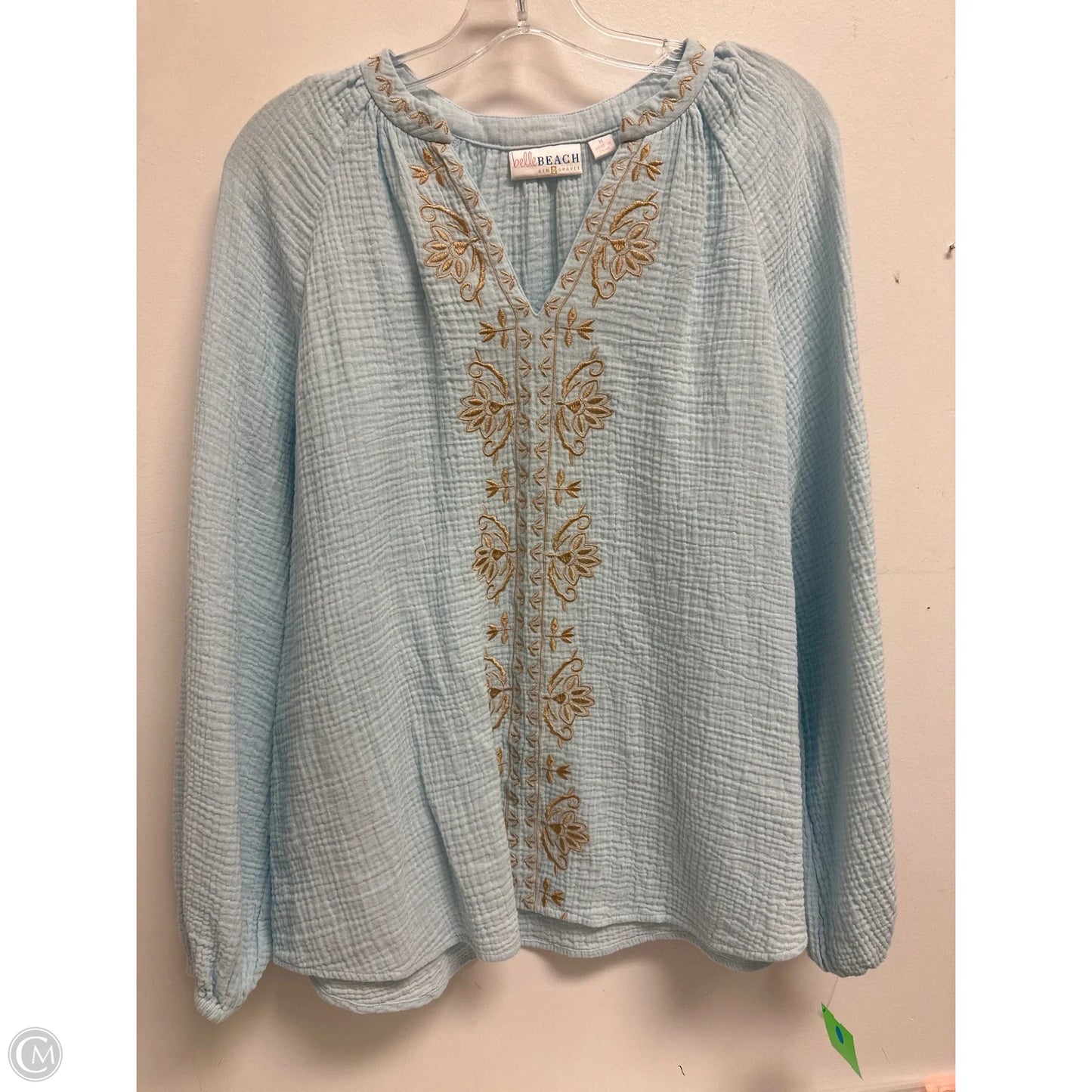 Top Long Sleeve By Belle By Kim Gravel In Blue, Size: M